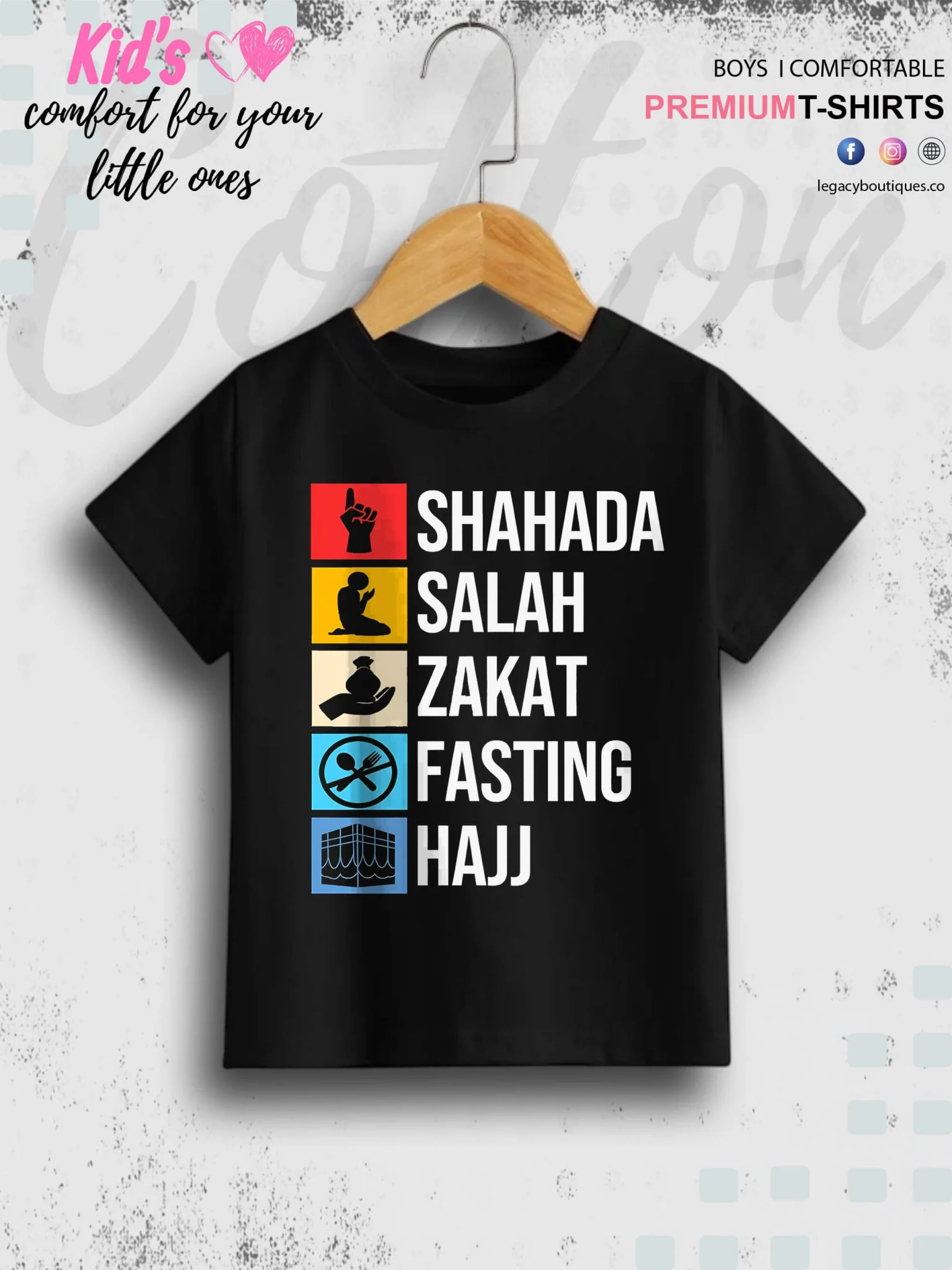 5 Important Things In Islam Printed Casual 1 To 11 Years Kids Boys Islamic T-Shirt In Lowest Price Only In BD - Image 2