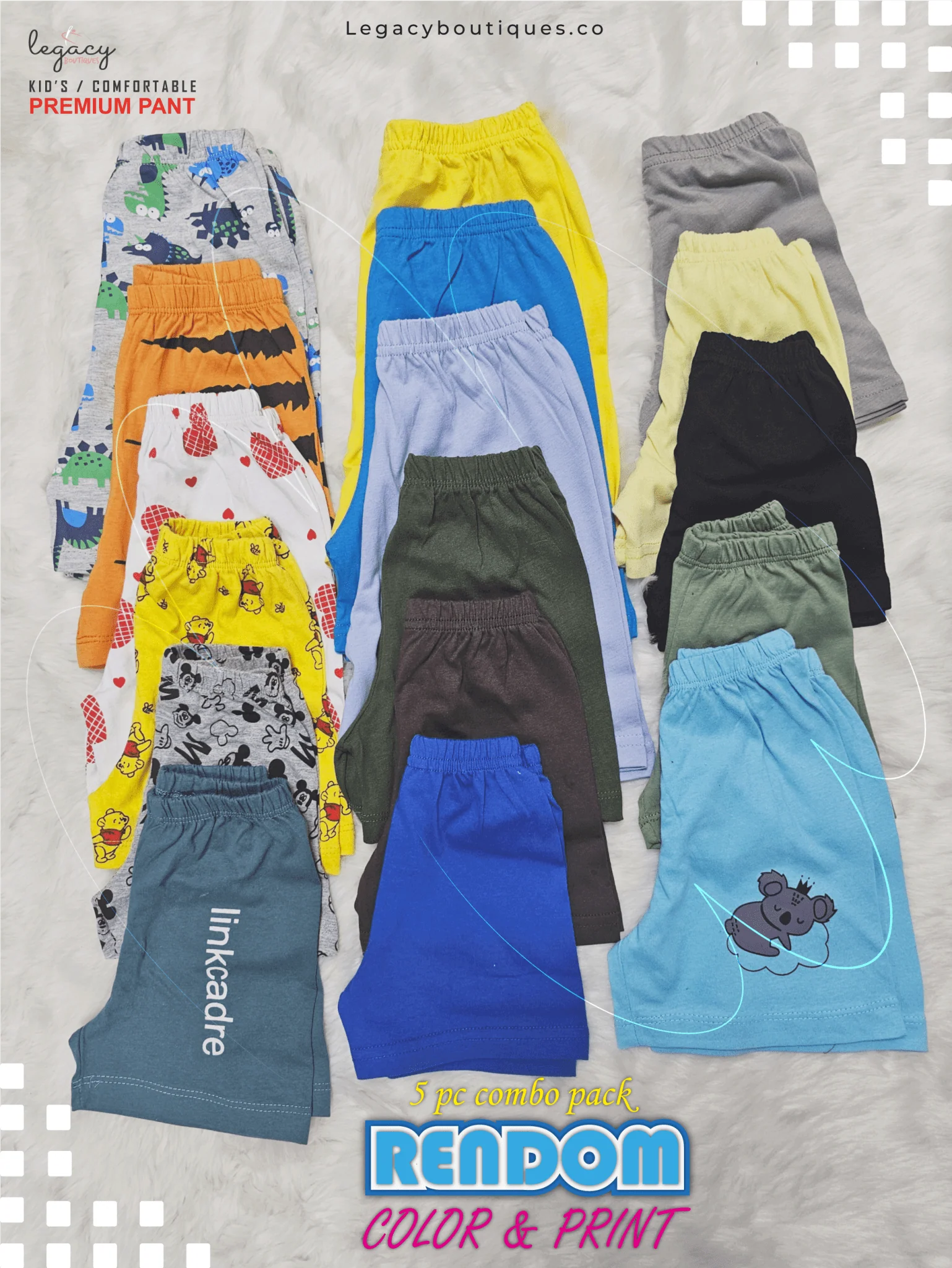 5 Piece Combo Kids Cotton Short Pant - Image 2