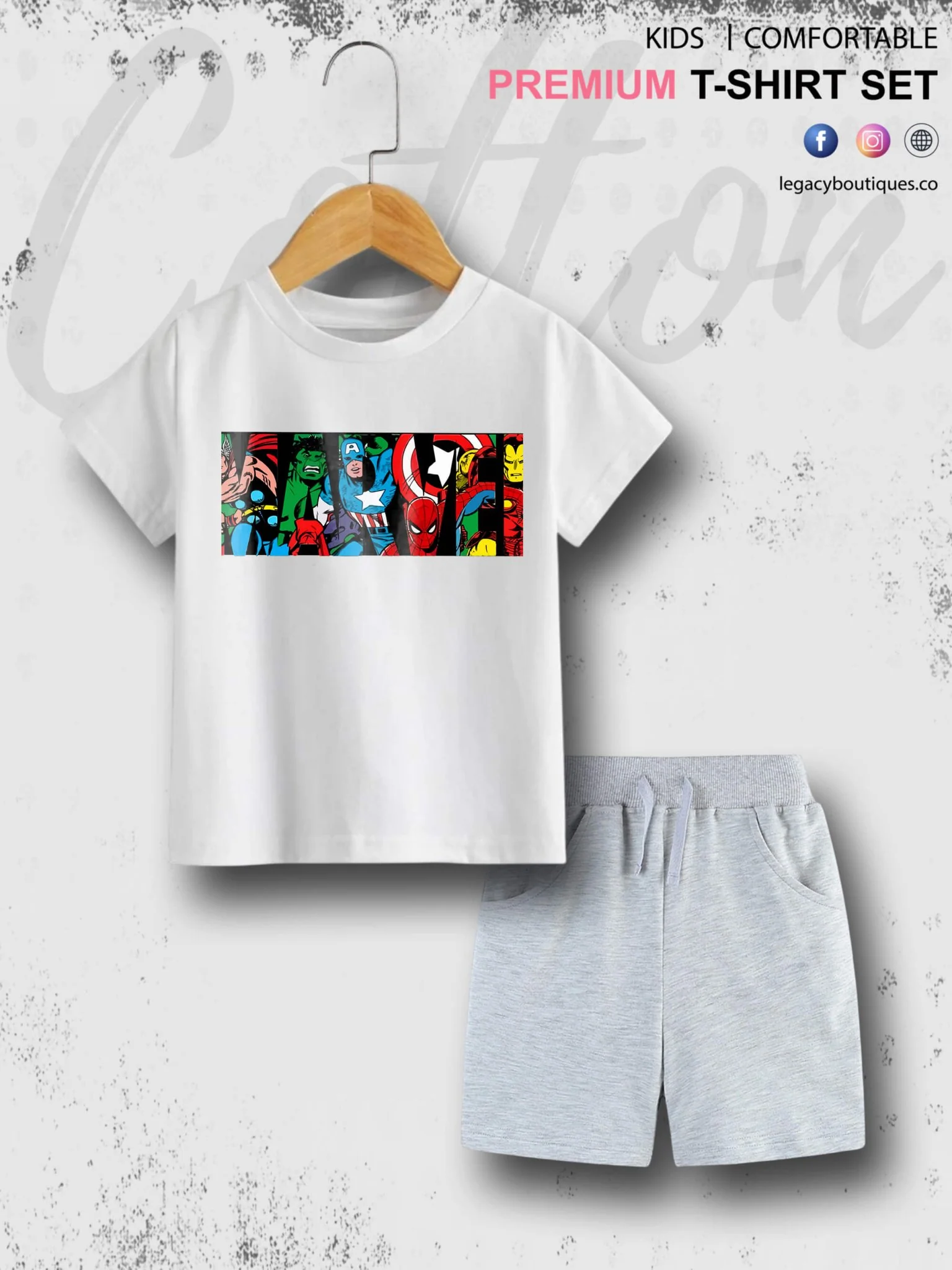 6 Month To 6 Year Babies Marvel Characters Print Good Quality T-shirt Set