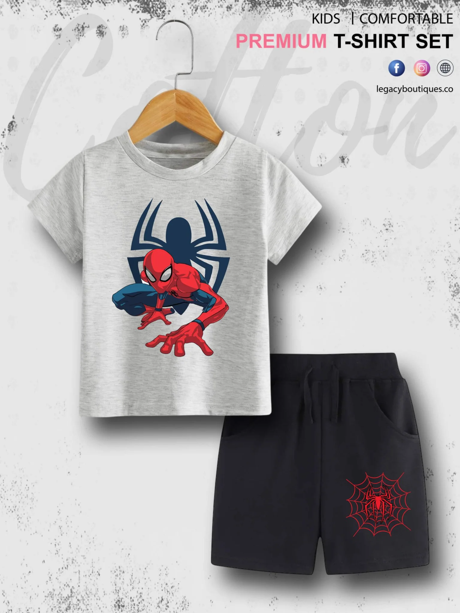 6 Month To 6 Year Babies Marvel Spiderman Print Good Quality T-shirt Set - Image 2