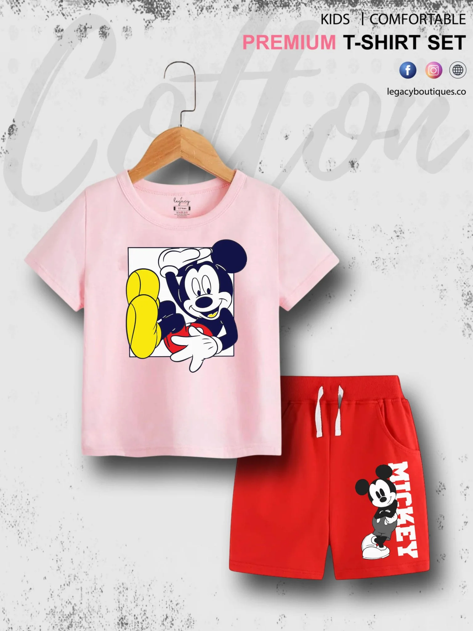 6 Month To 6 Year Babies MICKEY Print Good Quality T-shirt Set - Image 2