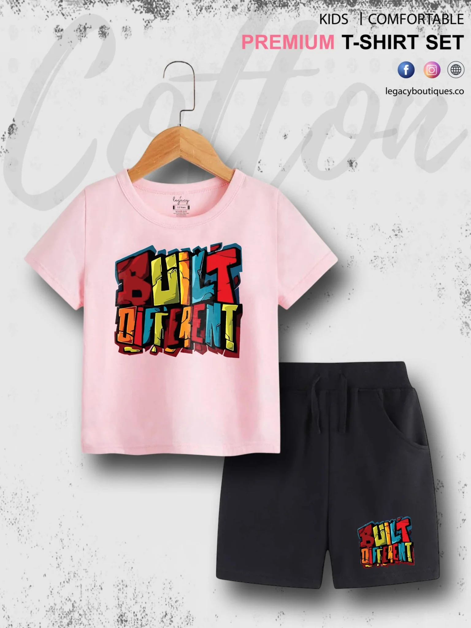 6 Month To 6 Year Kids Built Different Print Cotton Blend Good Quality T-shirt Set
