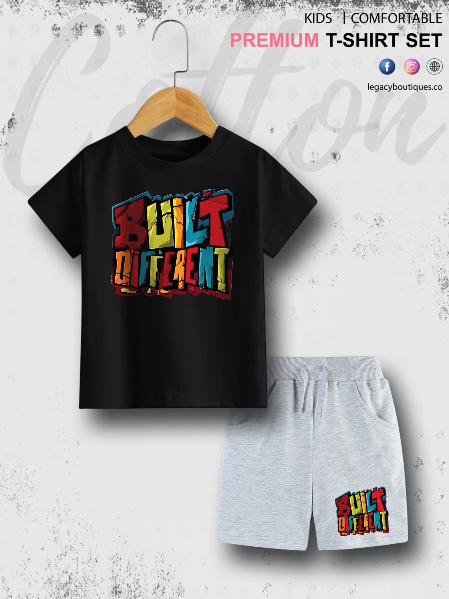6 Month To 6 Year Kids Built Different Print Cotton Blend Good Quality T-shirt Set - Image 2