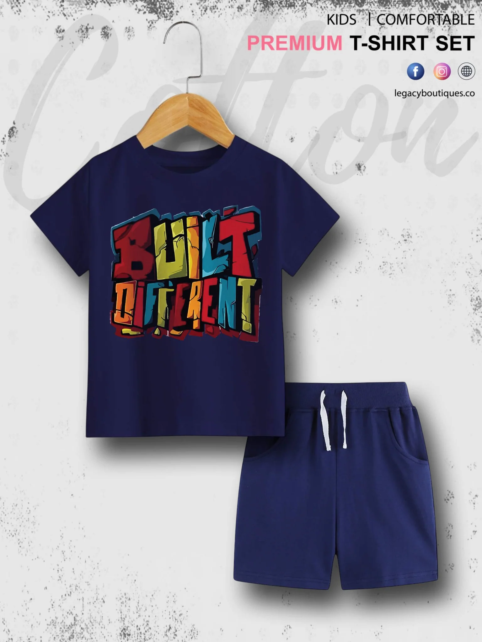 6 Month To 6 Year Kids Built Different Print Cotton Blend Good Quality T-shirt Set - Image 4