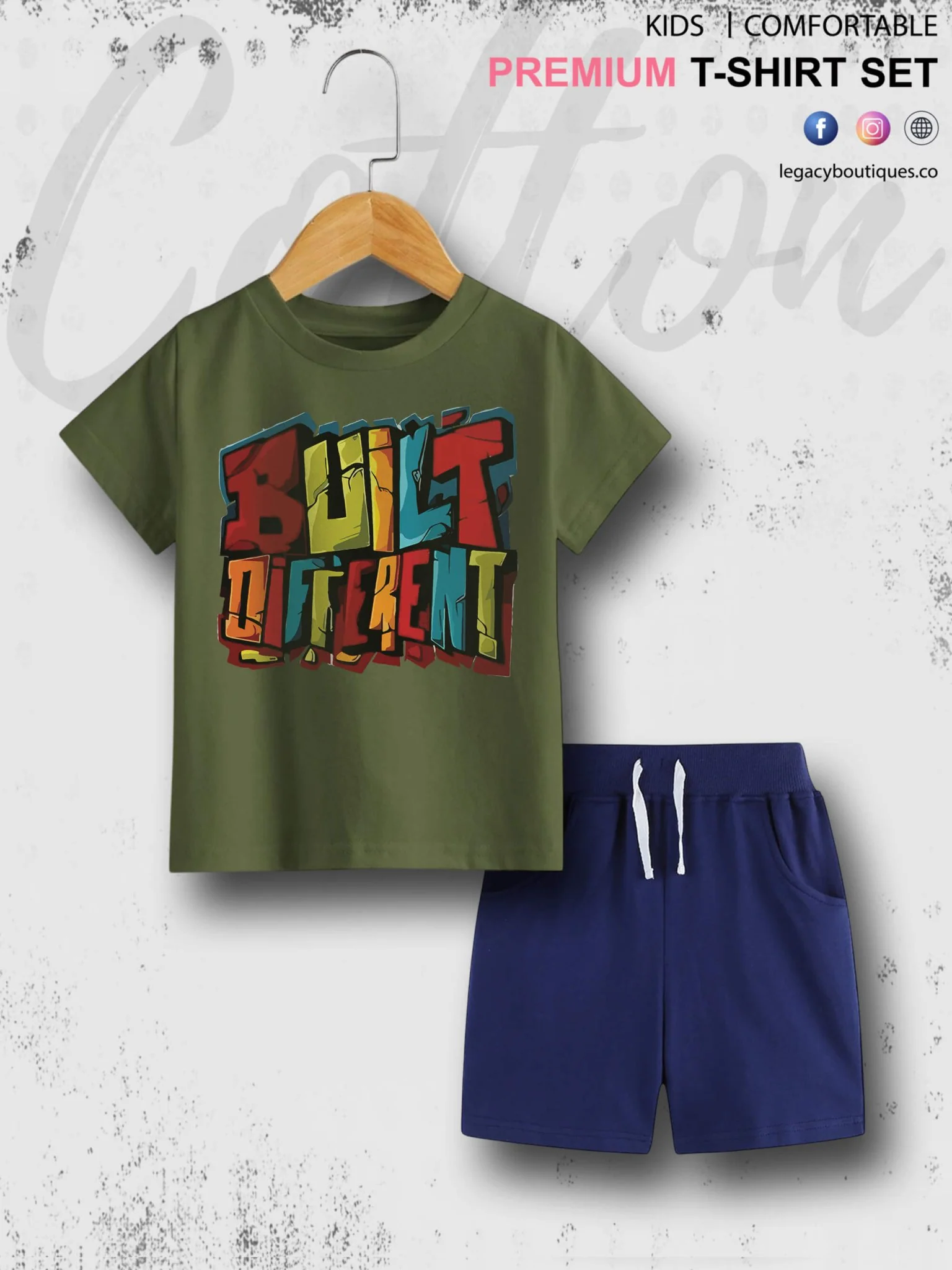 6 Month To 6 Year Kids Built Different Print Cotton Blend Good Quality T-shirt Set - Image 5