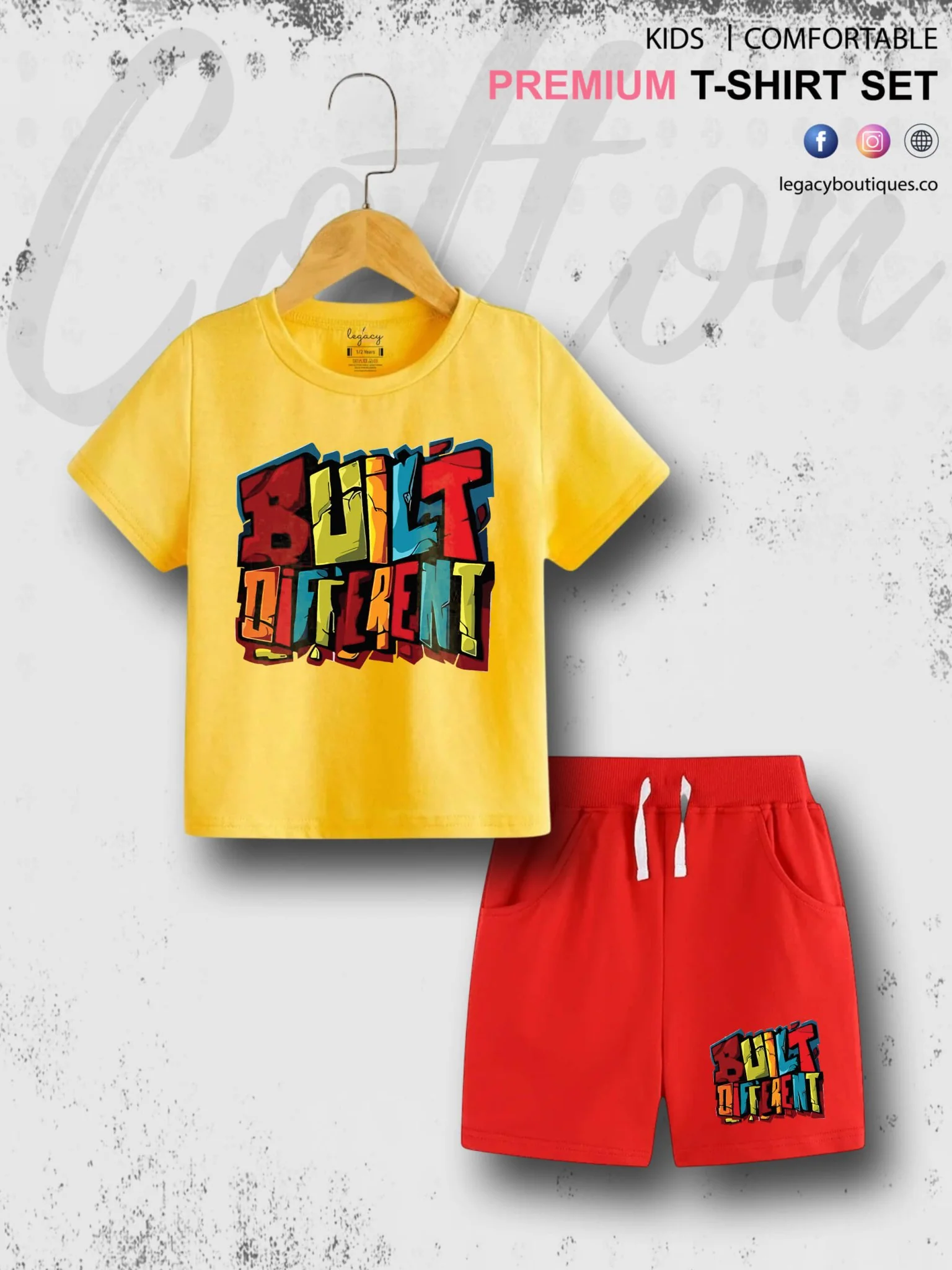 6 Month To 6 Year Kids Built Different Print Cotton Blend Good Quality T-shirt Set - Image 6