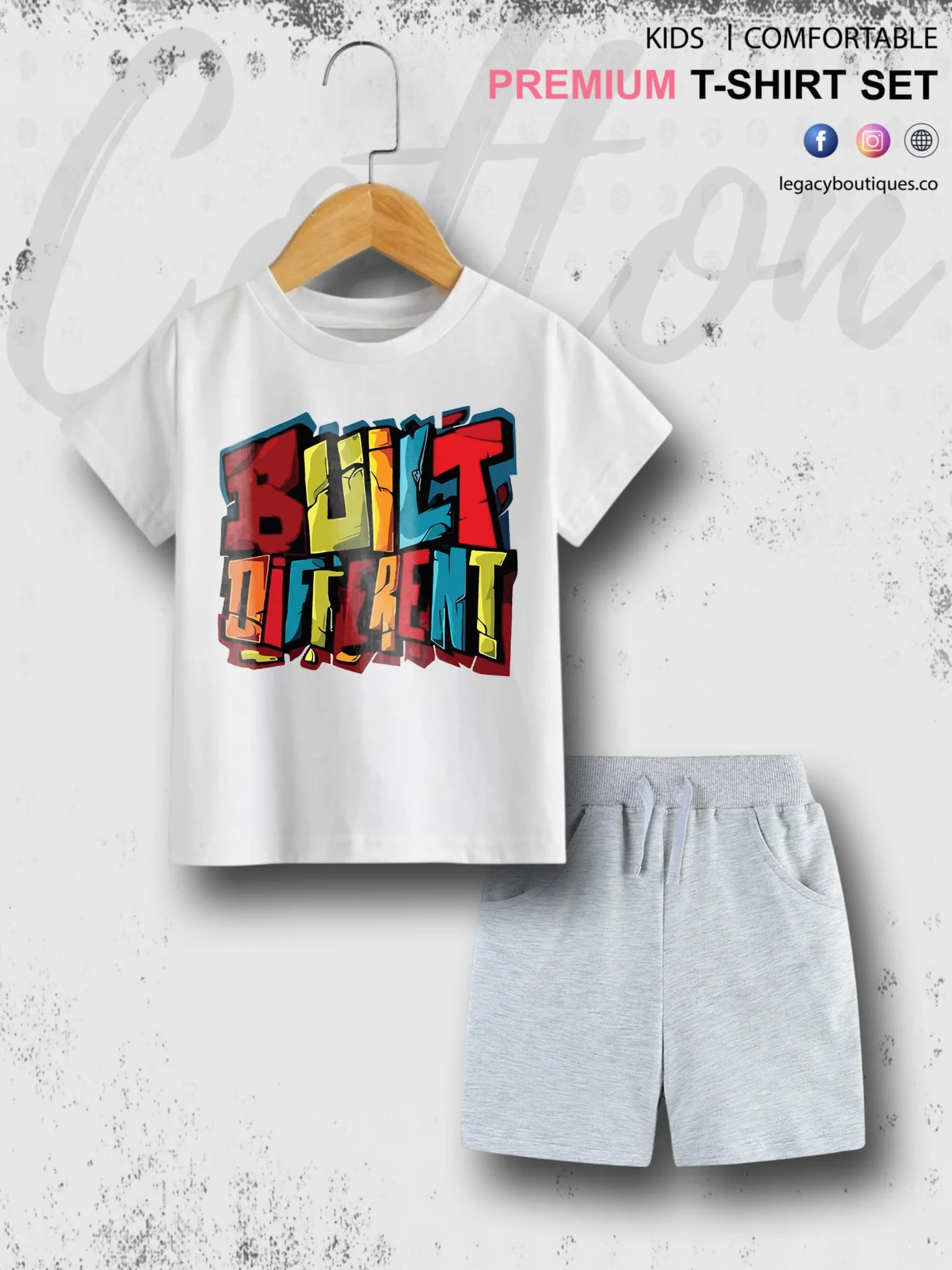 6 Month To 6 Year Kids Built Different Print Cotton Blend Good Quality T-shirt Set - Image 7