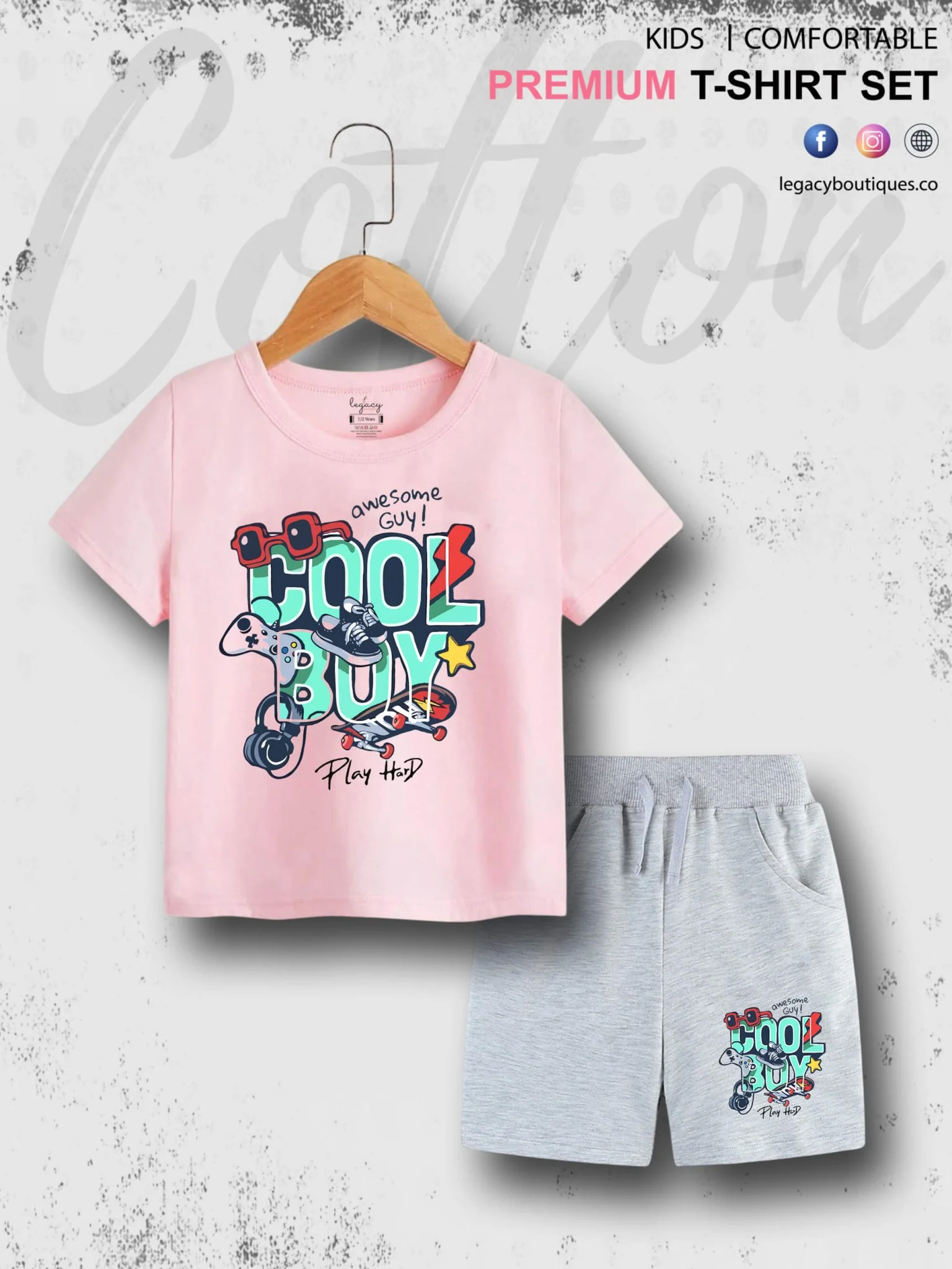 6 Month To 6 Year Kids Cool Boy Print Cotton Blend Good Quality T-shirt Set - Image 3