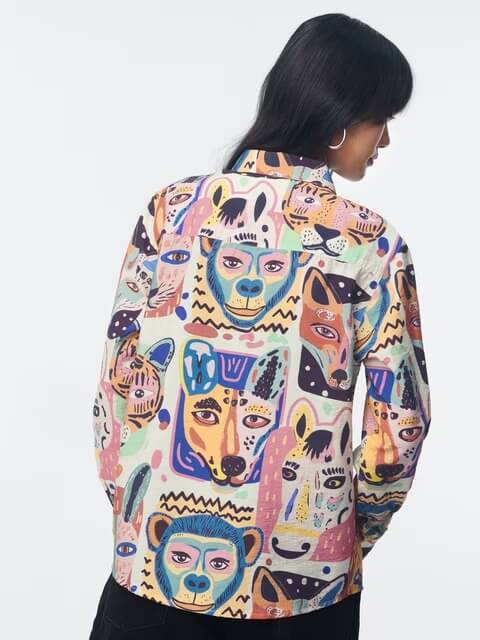 Abstract Jungle Portrait Print Shirt for Ladies - Image 3