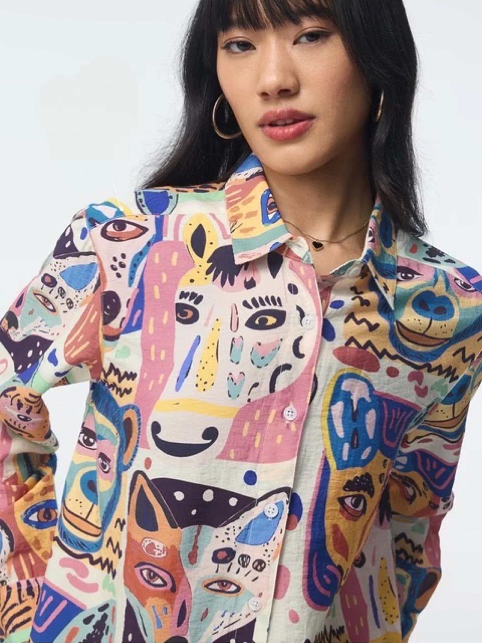 Abstract Jungle Portrait Print Shirt for Ladies - Image 4