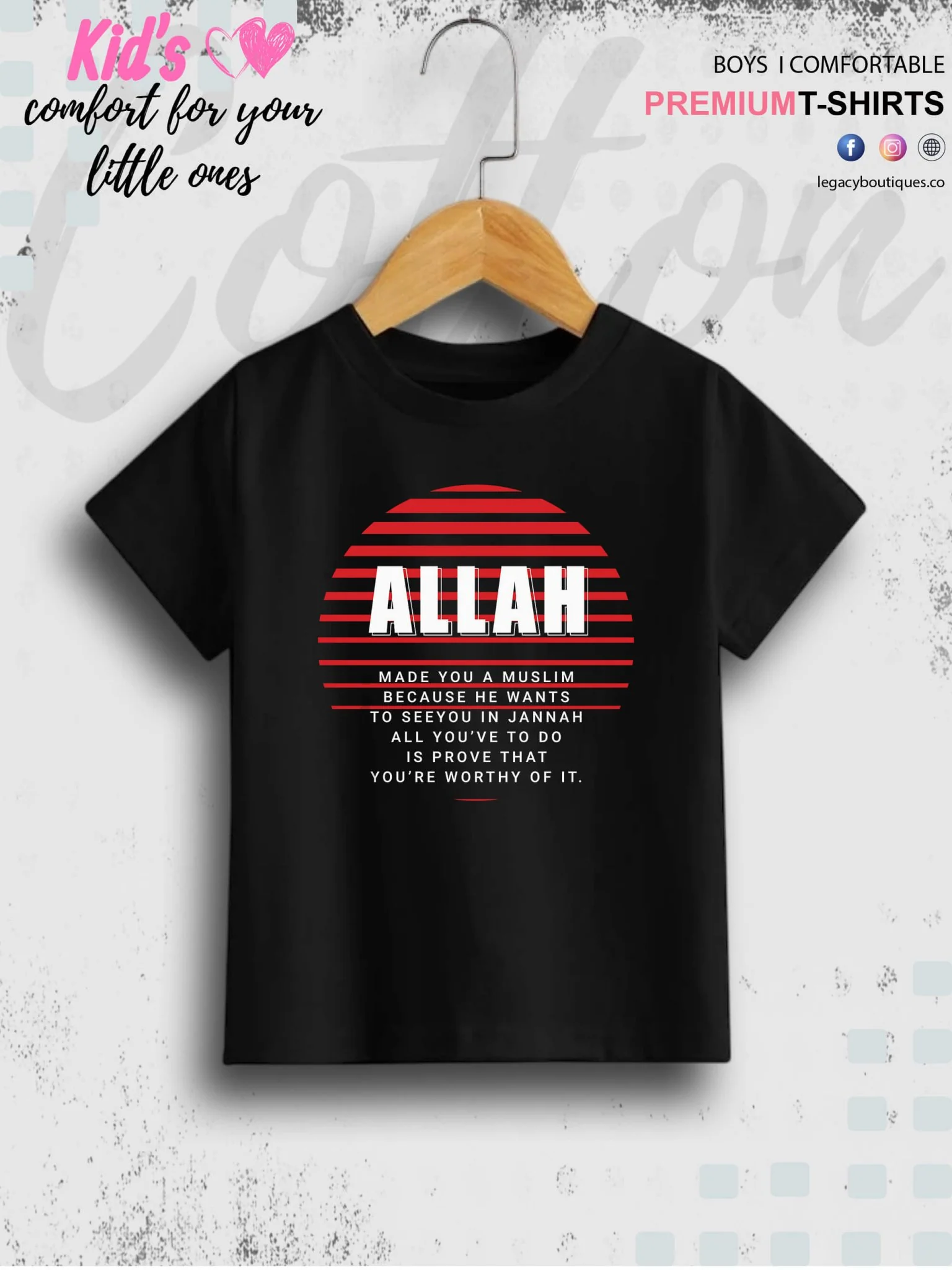Allah Printed 1 To 11 Years Kids Babies Islamic T-Shirt In Lowest Price Only In Dhaka