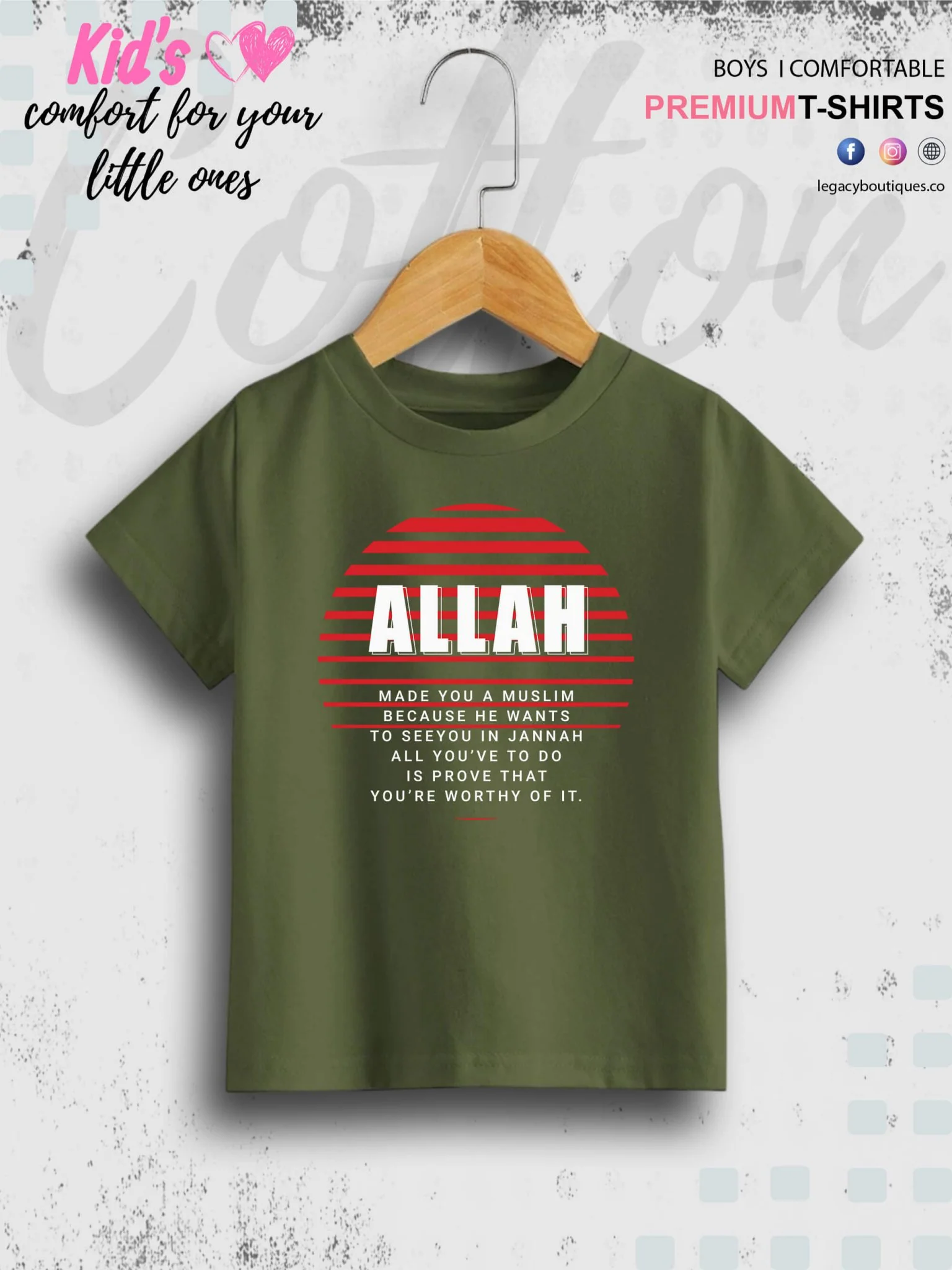Allah Printed 1 To 11 Years Kids Babies Islamic T-Shirt In Lowest Price Only In Dhaka - Image 2