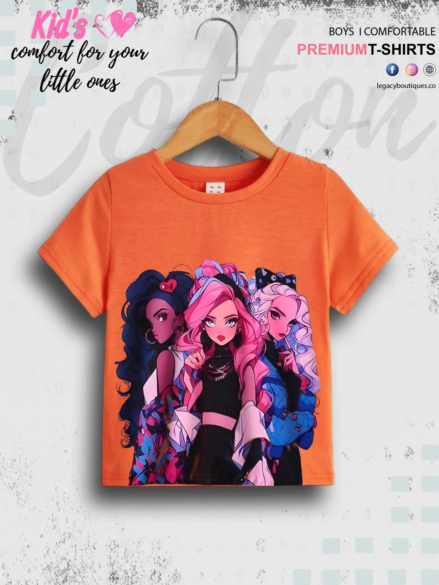 Anime Girls Graphic Print Short Sleeve Girls Tee - Image 3