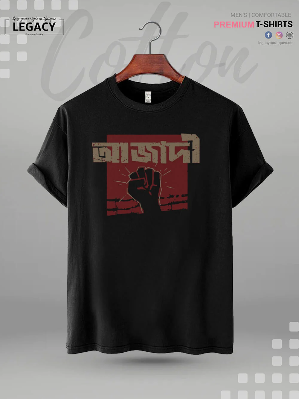 Azadi Freedom Fist Graphic T-Shirt - Men's Premium Black Cotton Streetwear Tee