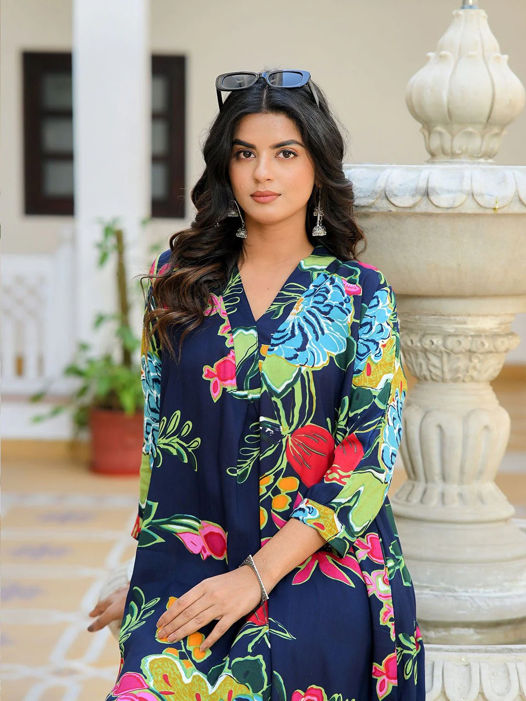 Azure Bloom Straight Kurta - Image 3