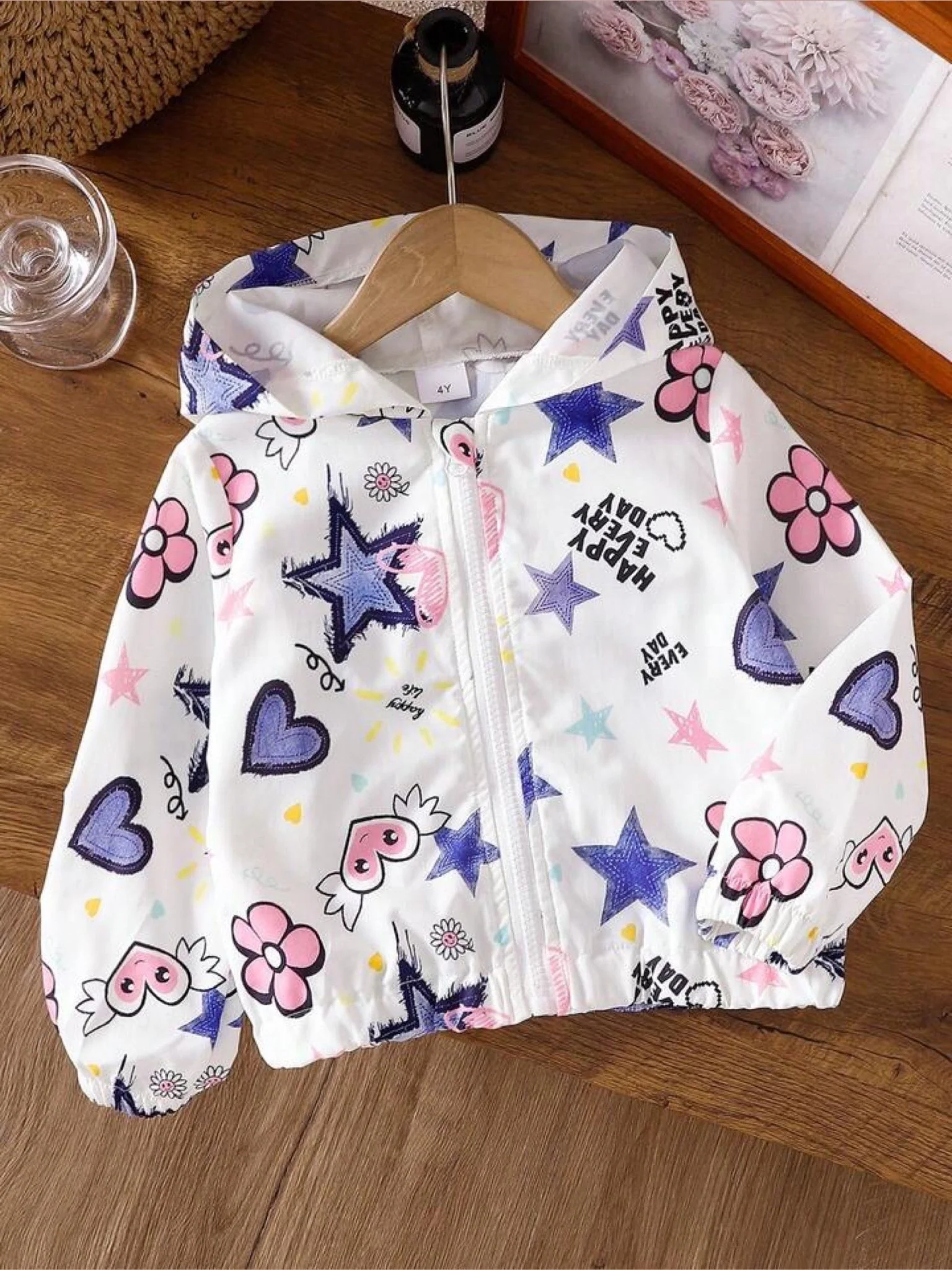 baby hooded jacket Floral Heart Print