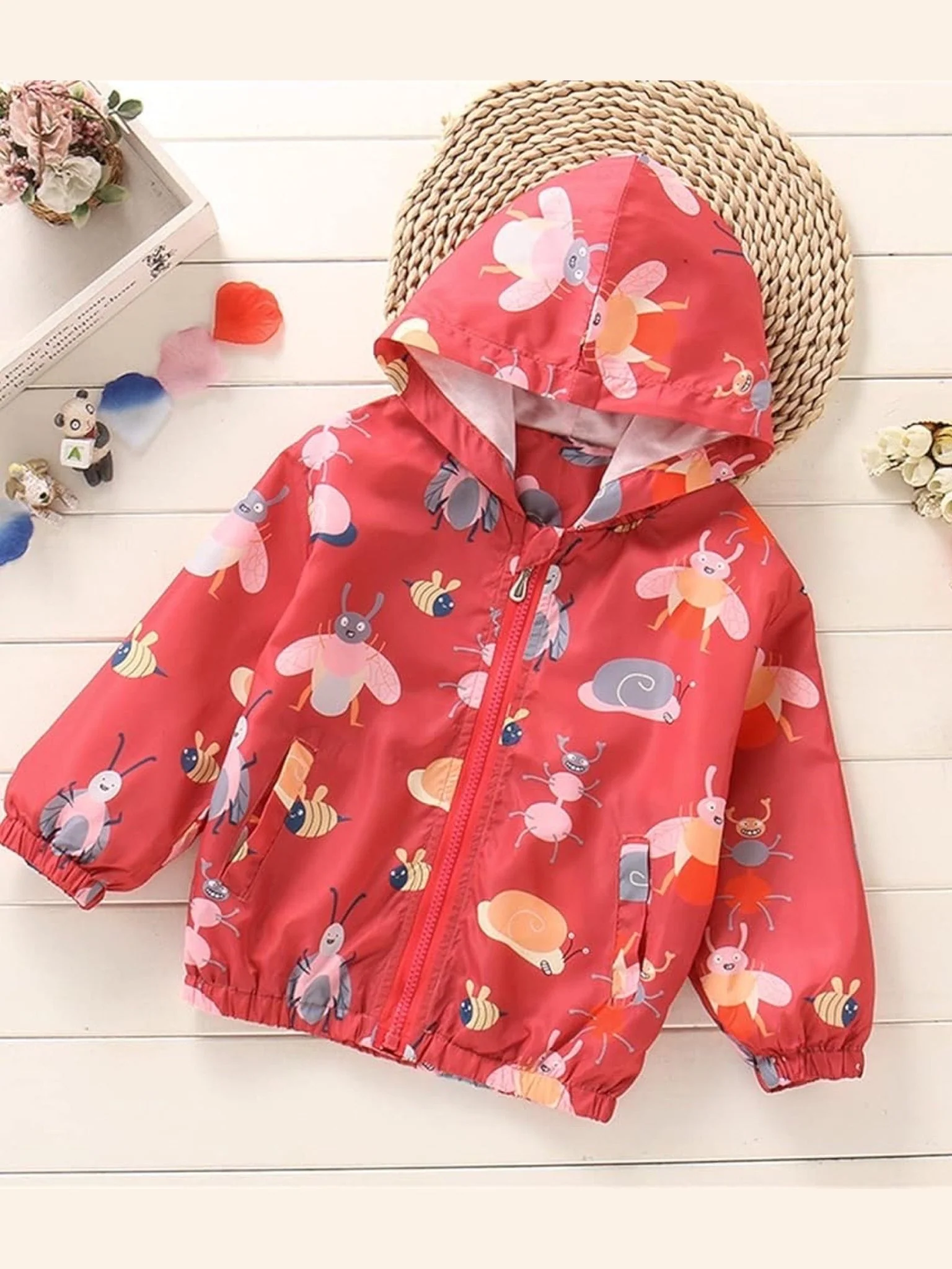 baby hooded zipper jacket insect bug print - Image 2
