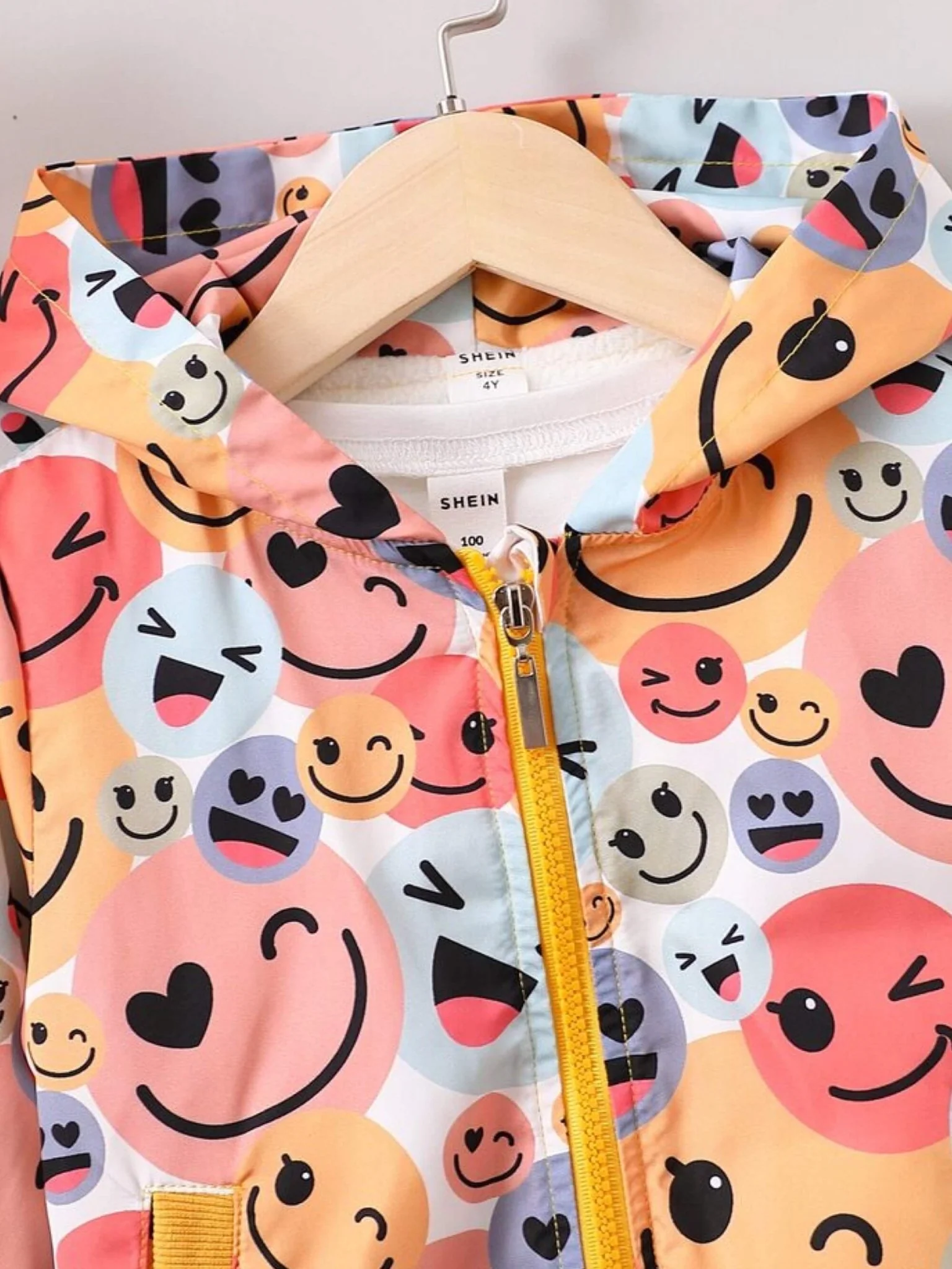 baby hooded zipper jacket Smile Emoji printed - Image 3