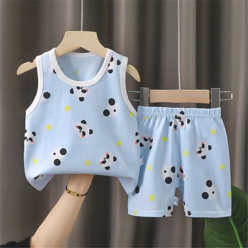 Baby Panda Printed Summer Friendly Kids TankTop Set