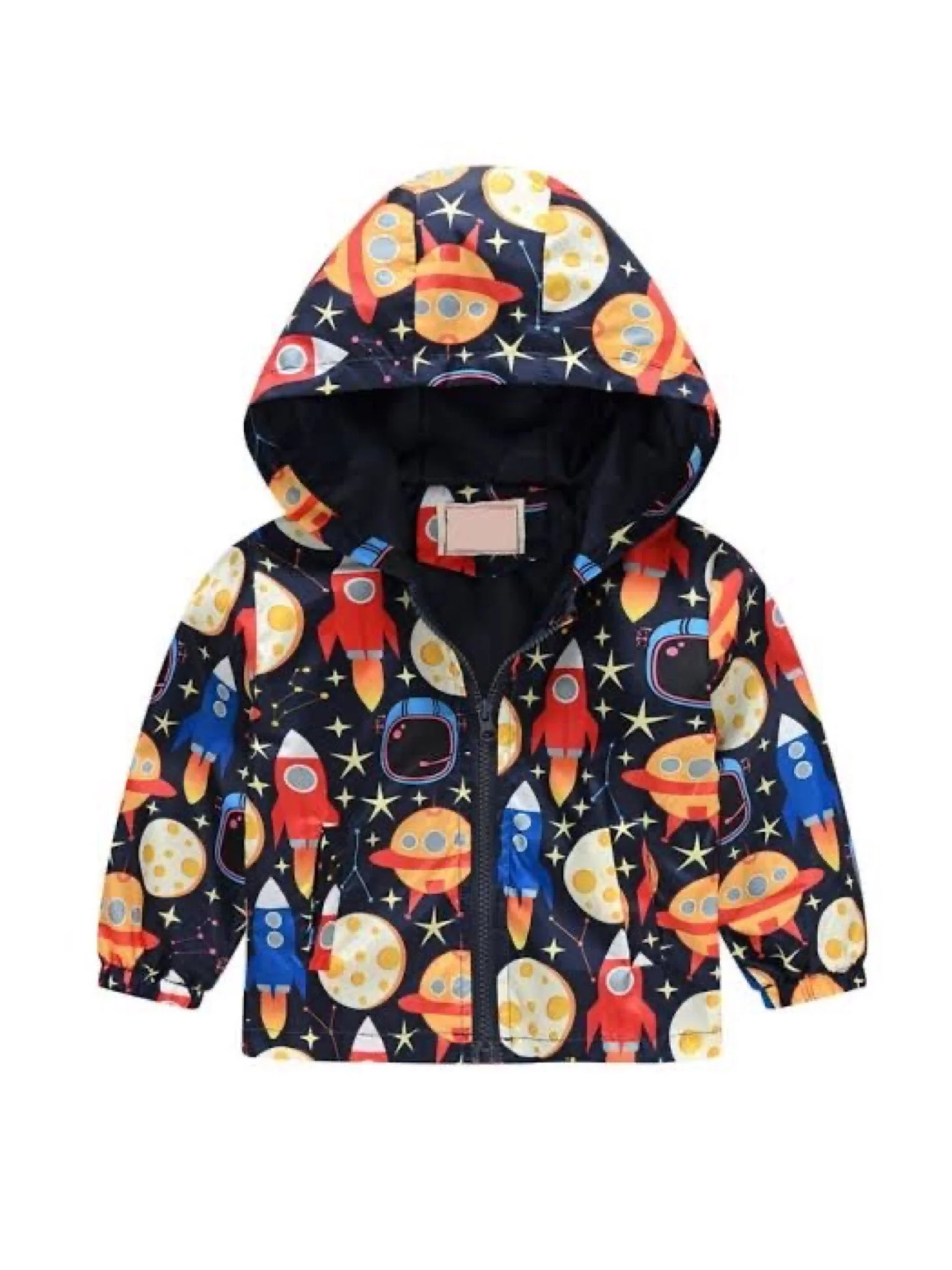 baby space theme printed hooded jacket