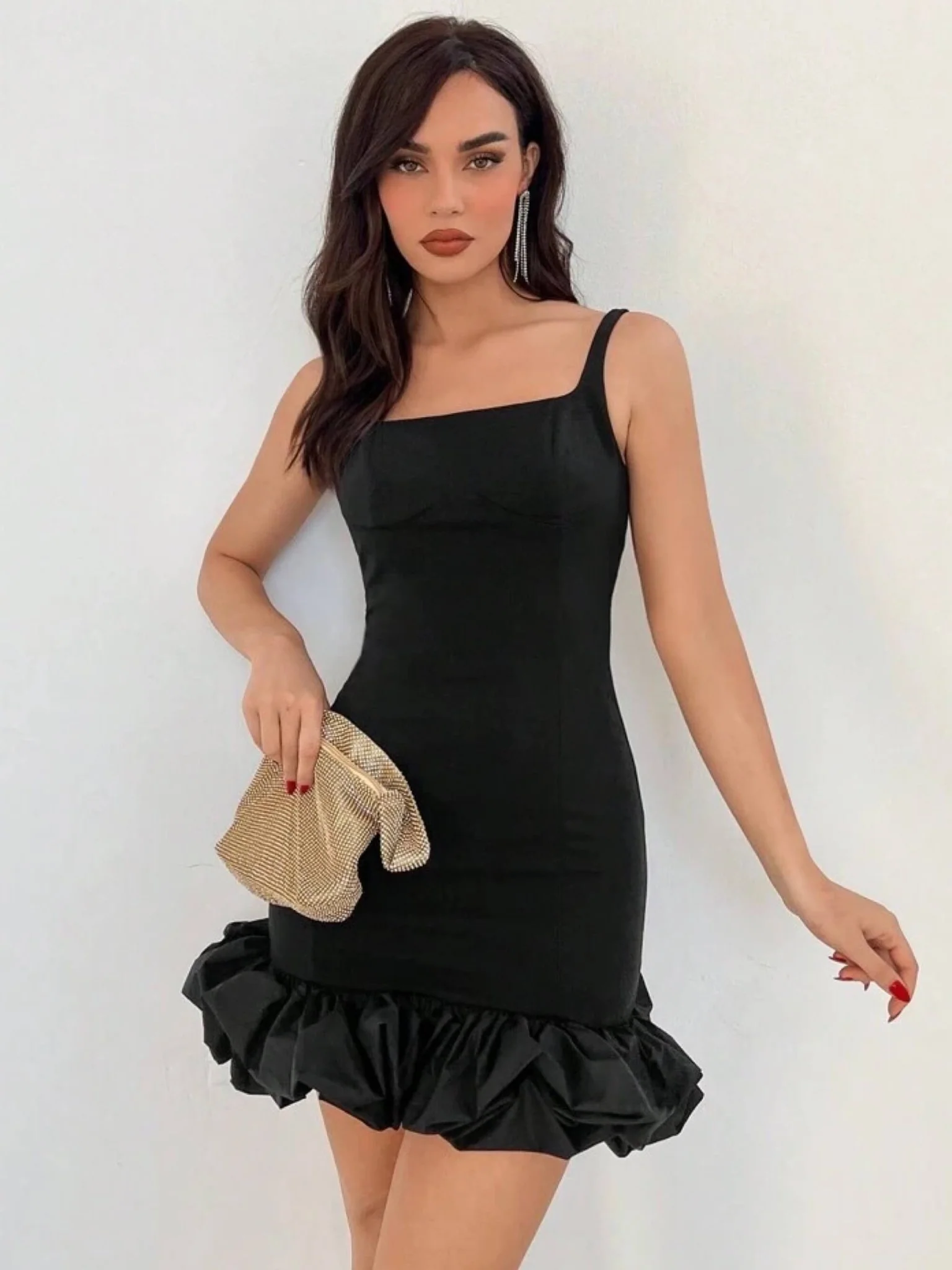 Back Zipper Ruffle Hem Style Party Dress