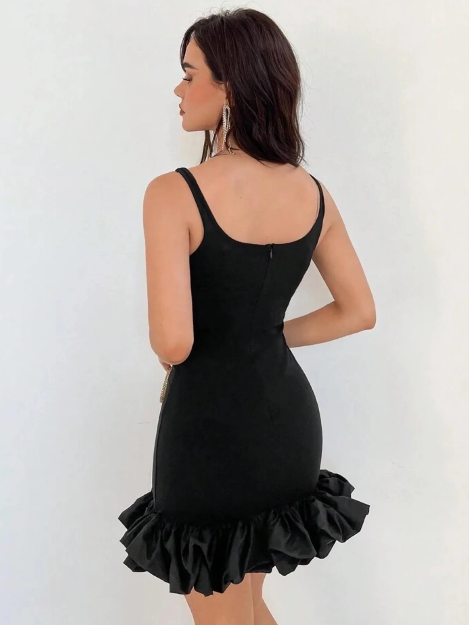 Back Zipper Ruffle Hem Style Party Dress - Image 2