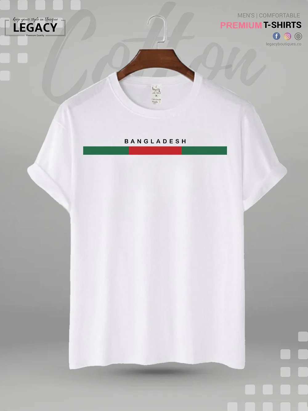 Bangladesh Flag Printed Men's Premium Quality T-Shirt In Lowest Price Only In Dhaka - Image 3
