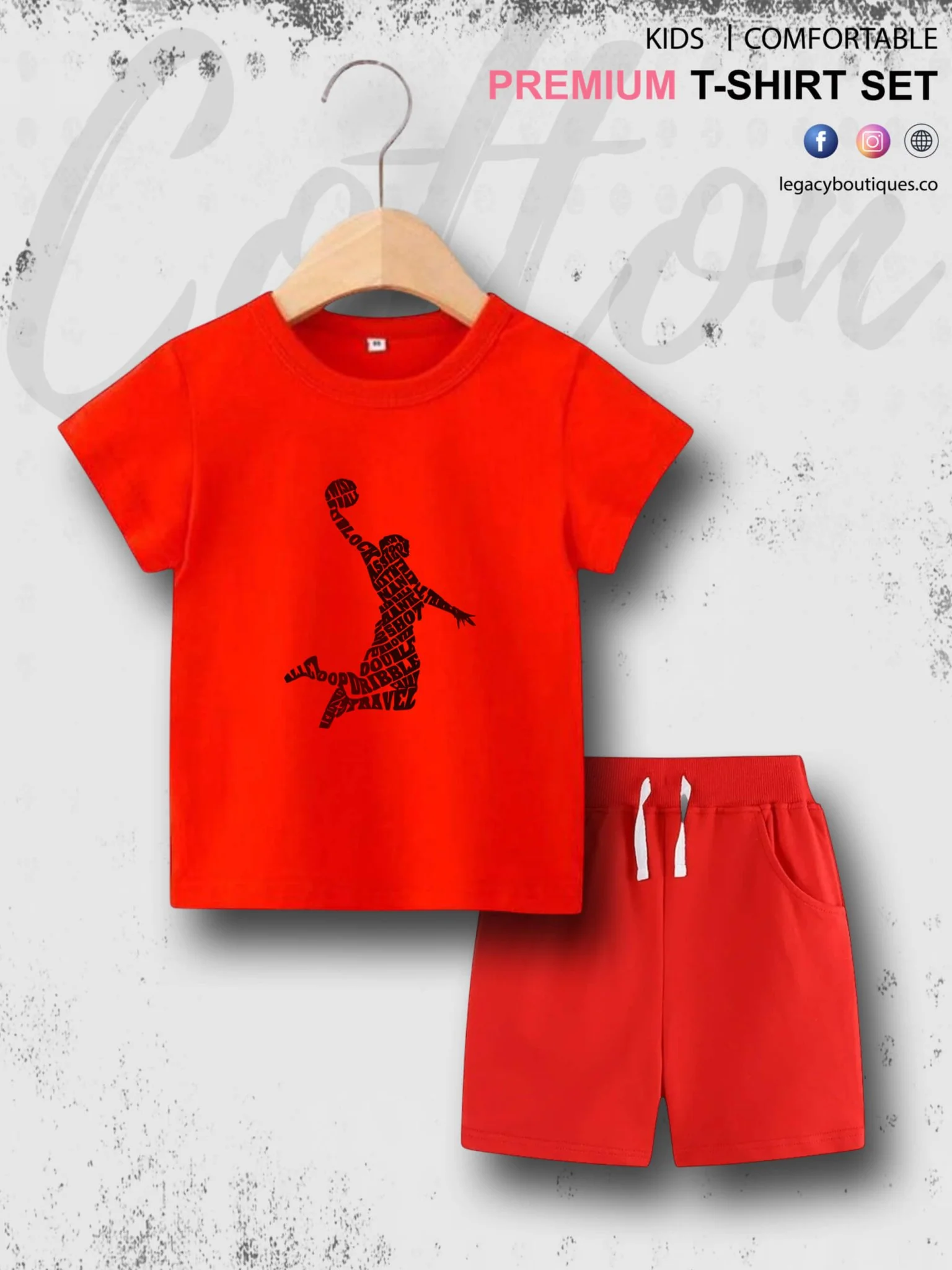 Basketball Sports Printed 6 Month To 6 Year Kids T-Shirt Set - Image 6