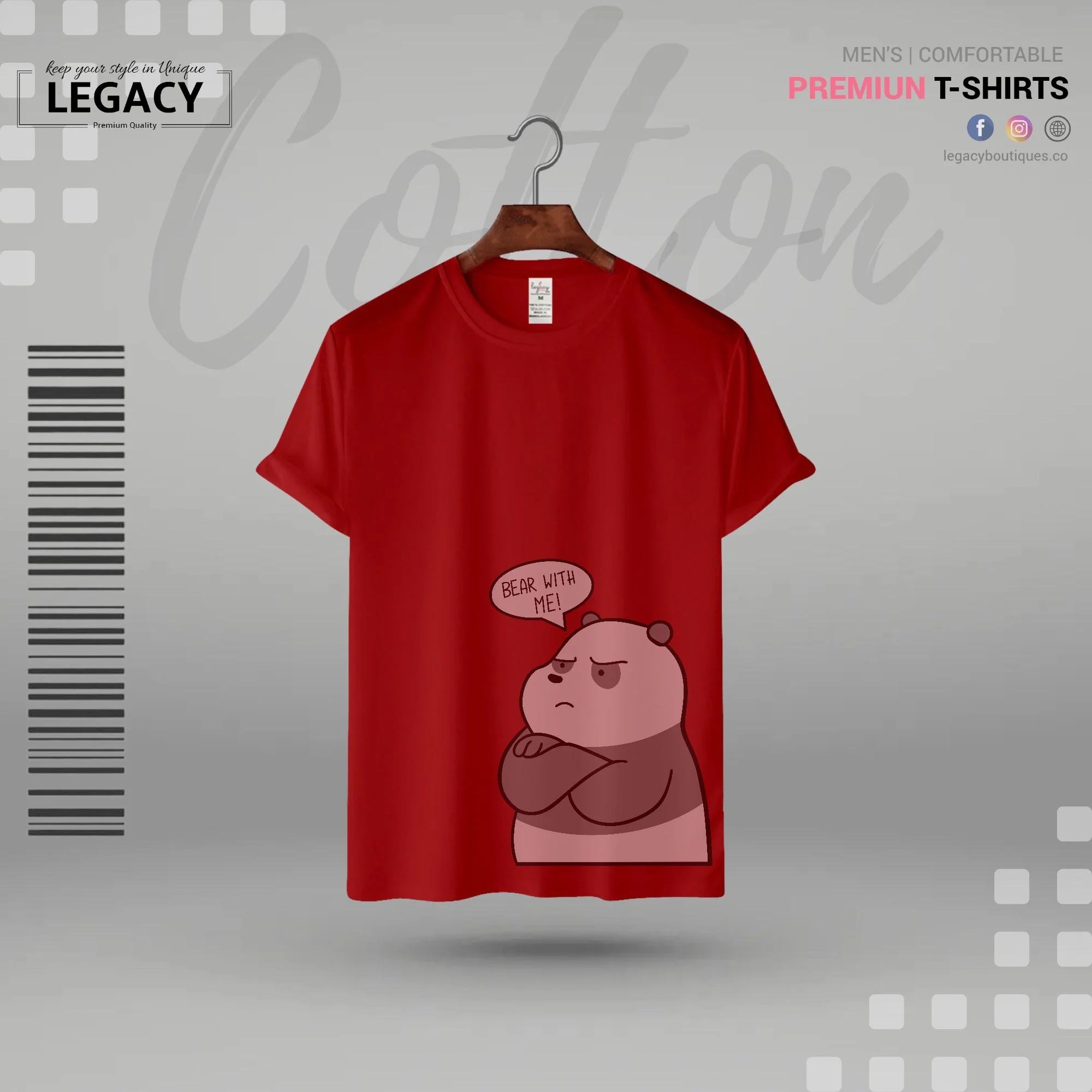Bear with me printed Mens T-Shirt - Image 3