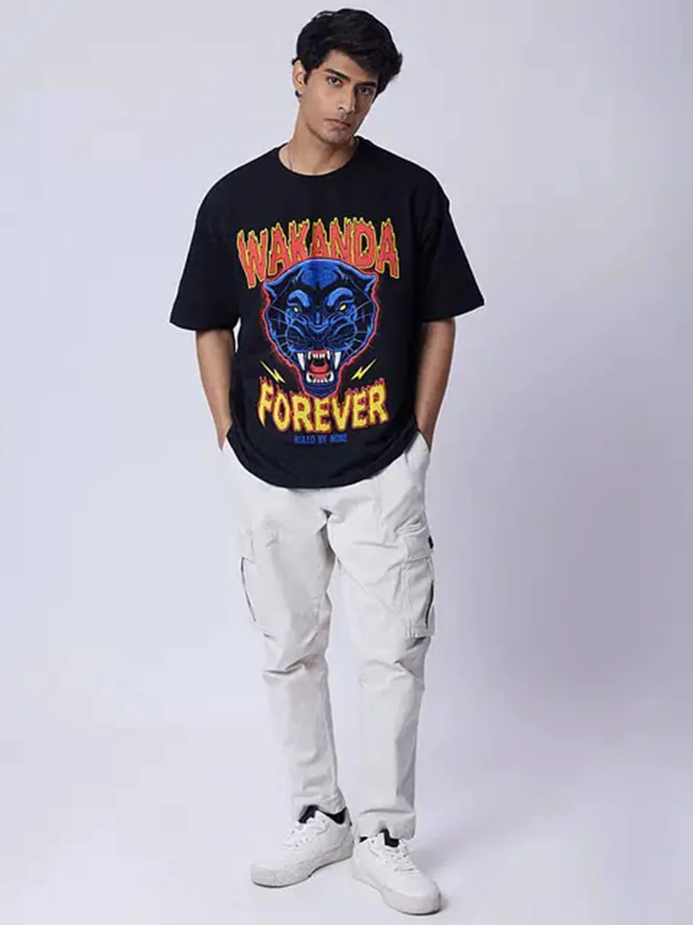 Black Panther Wakanda Forever Print Men's High Quality T-Shirt In Resonable Price