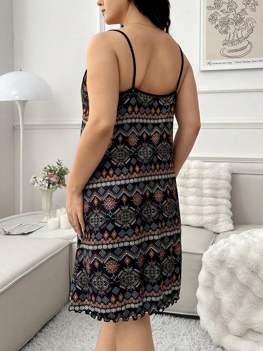 Bohemian Printed Sleeveless Camisole Nightdress - Image 2