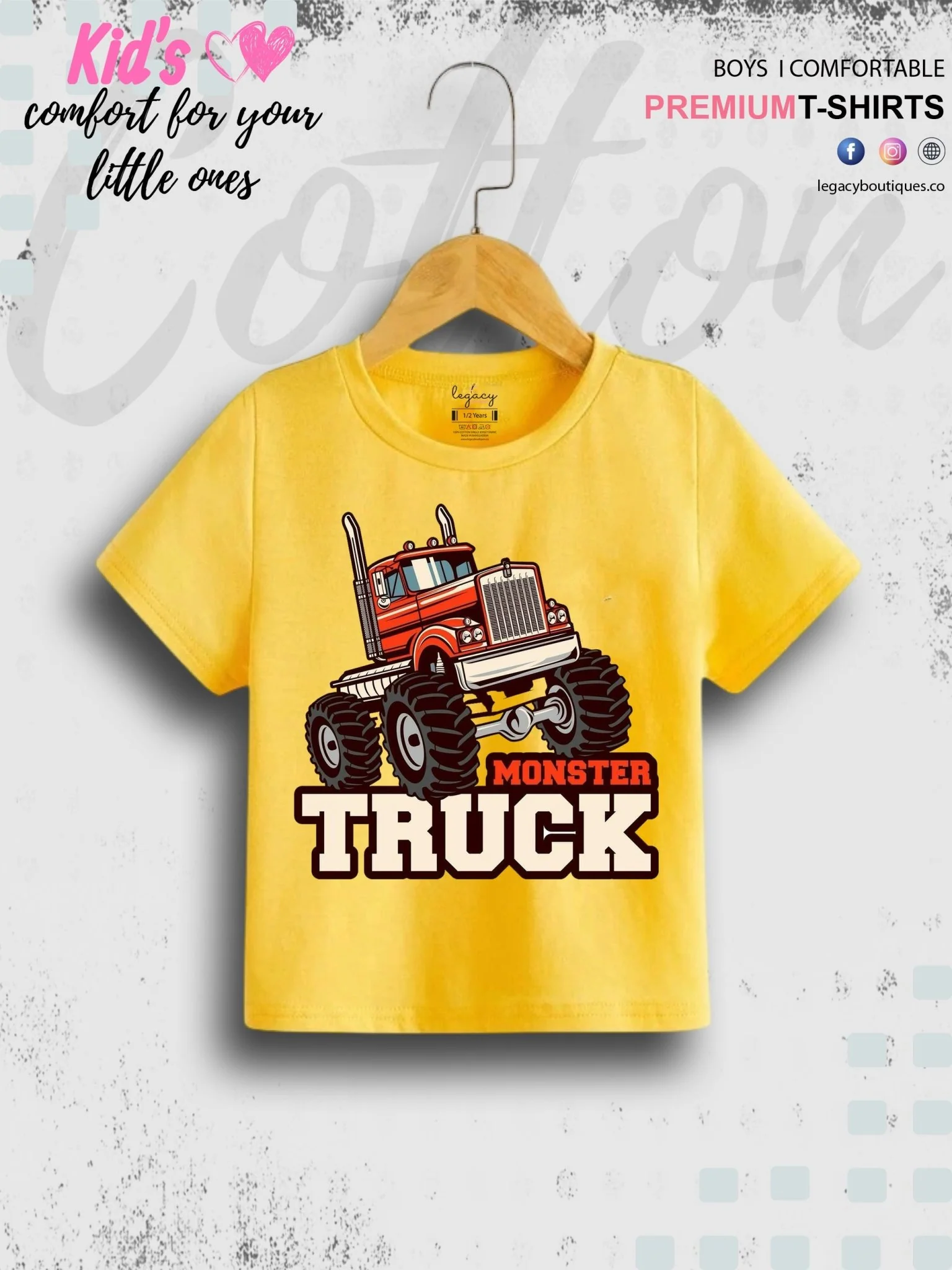 Boys Typography Printed Round Neck Cotton T-shirt