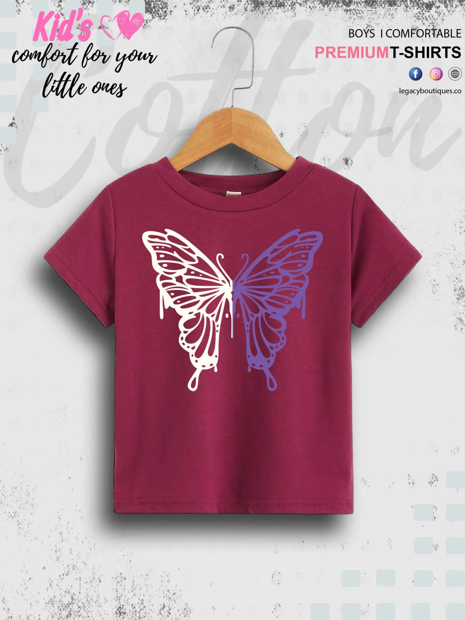 Butterfly Printed Kids Short Sleeve Girls T-Shirt In Lowest Price Only In BD - Image 2