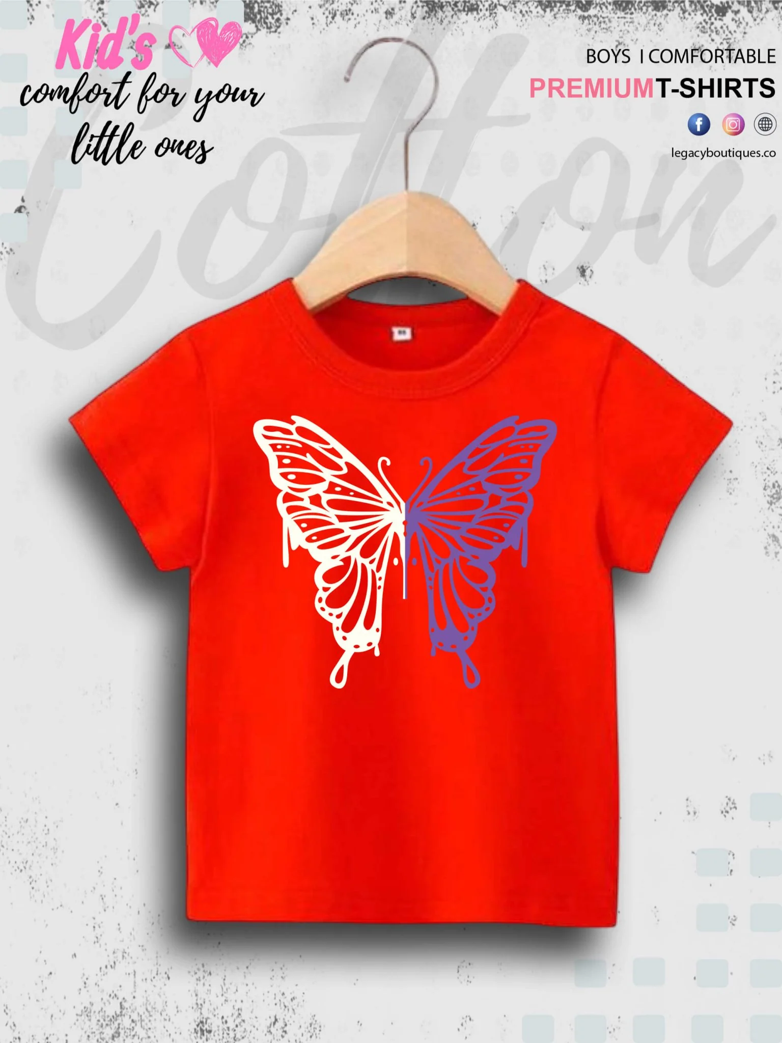 Butterfly Printed Kids Short Sleeve Girls T-Shirt In Lowest Price Only In BD - Image 3