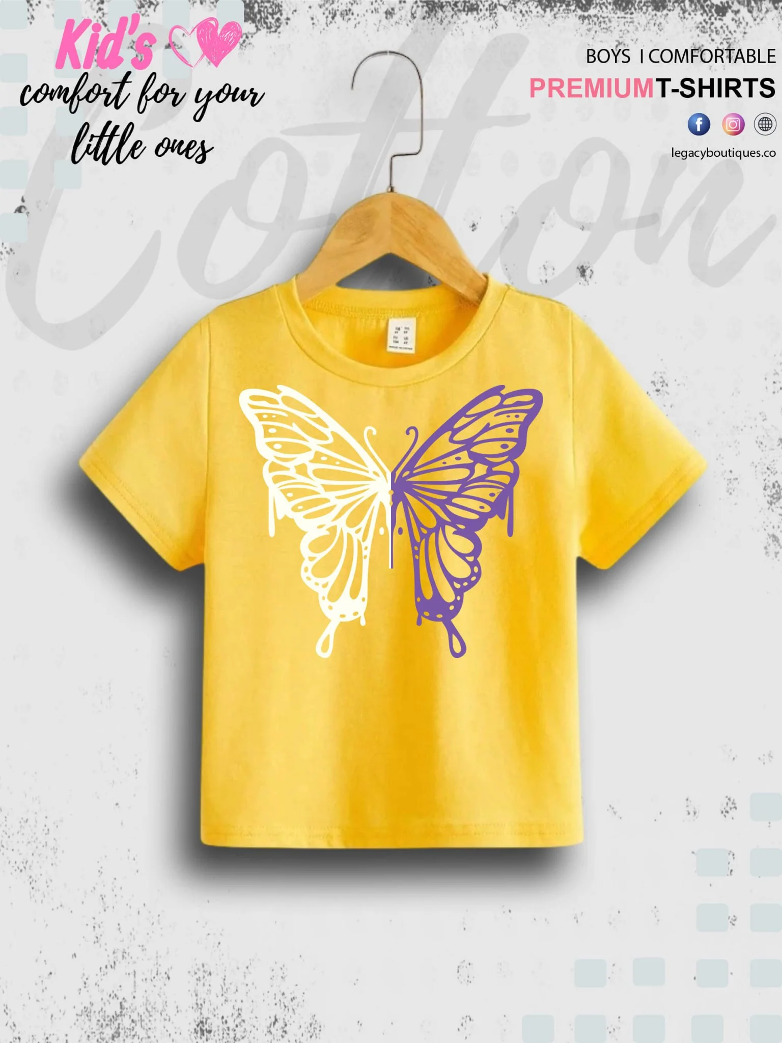 Butterfly Printed Kids Short Sleeve Girls T-Shirt In Lowest Price Only In BD - Image 4