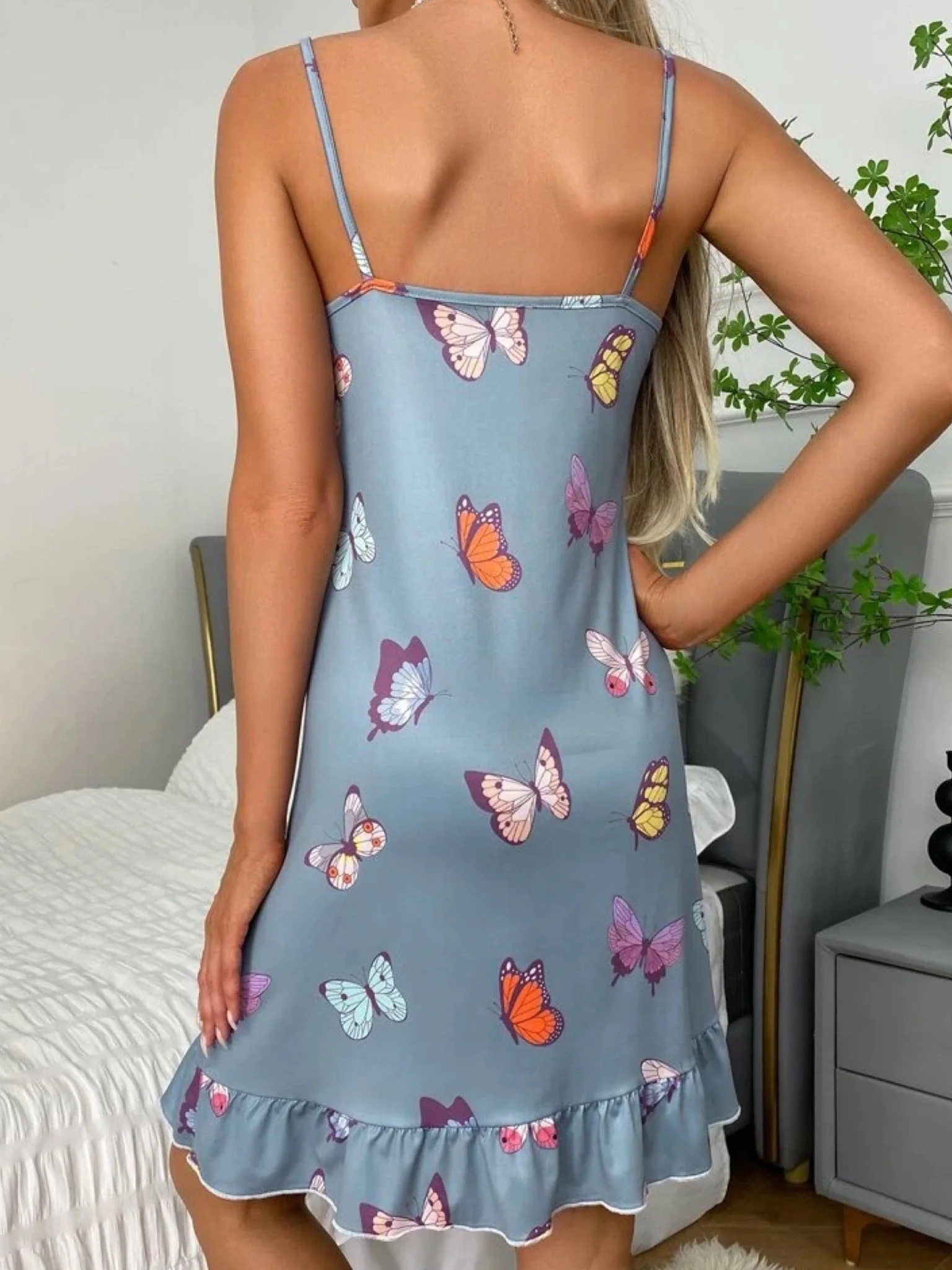 Butterfly Printed Night Dress - Image 3