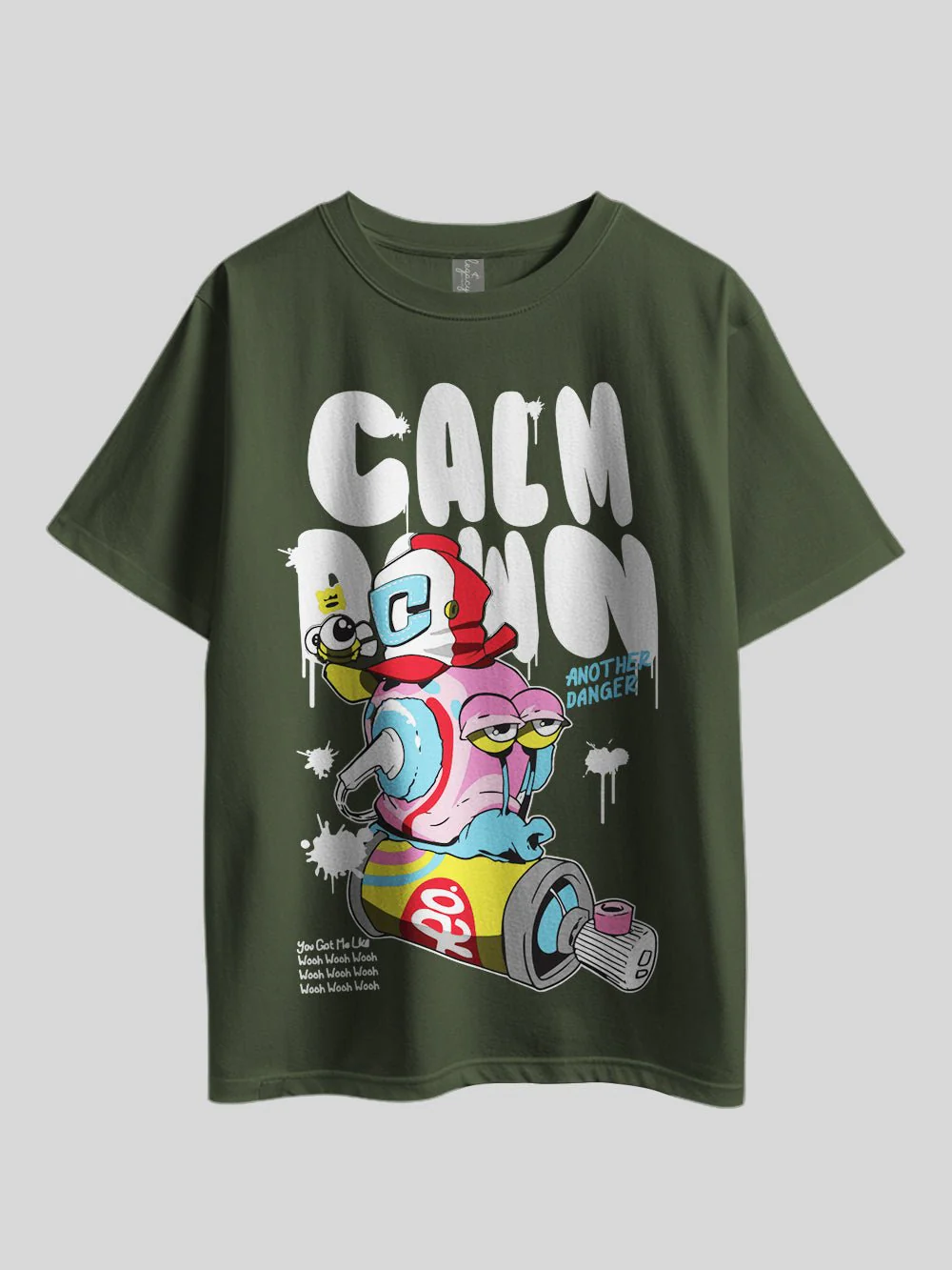 "CALM DAWN ANOTHE DANGER,You Got Me Like Wooh Wooh Wooh" Printed Drop Shoulder T-shirt Legacy Boutiques Bangladesh - Image 5