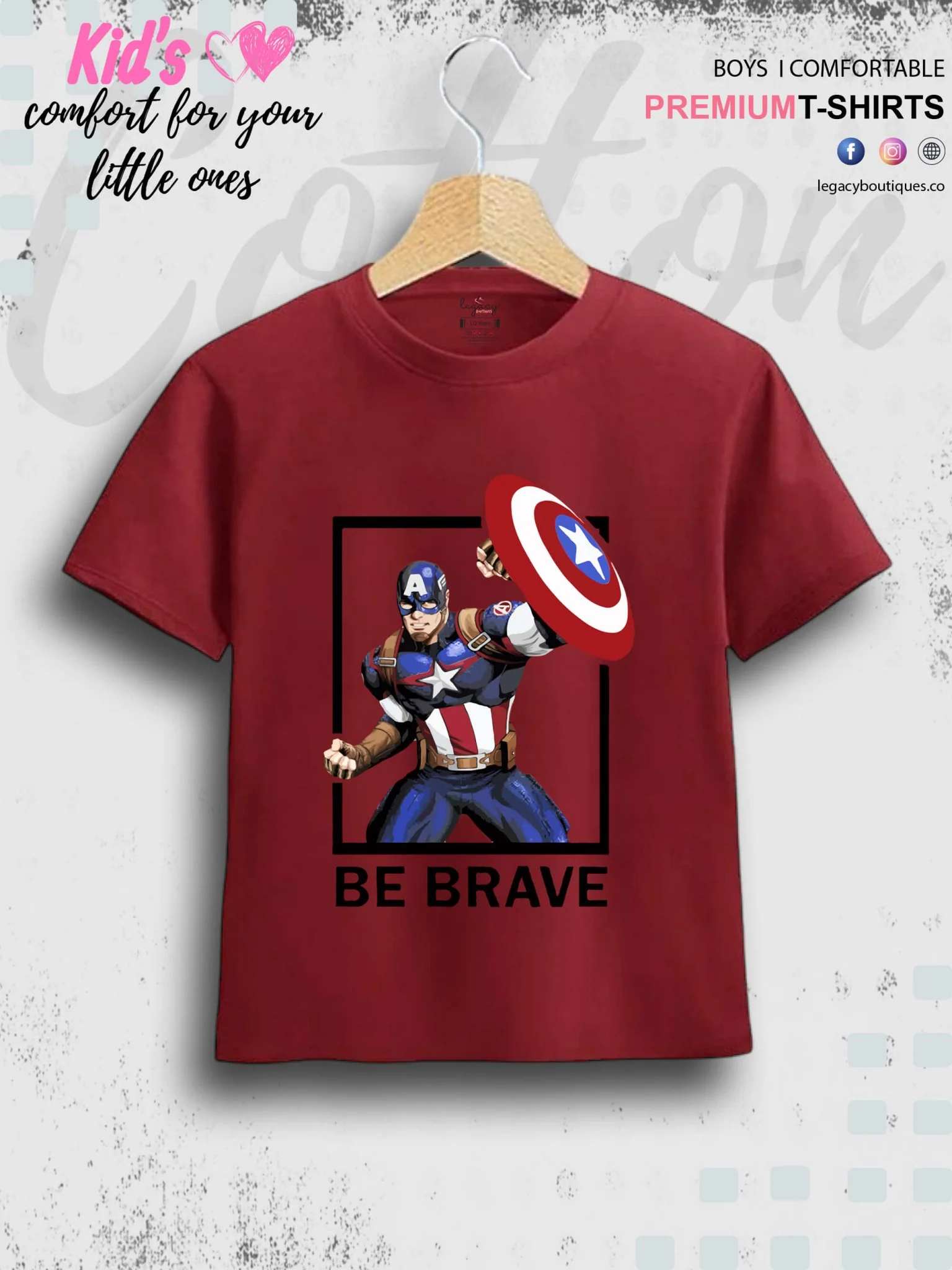 Captain America Be Brave 1 To 11 Year Kids Boys T-Shirt In Lowest Price Only In BD - Image 2