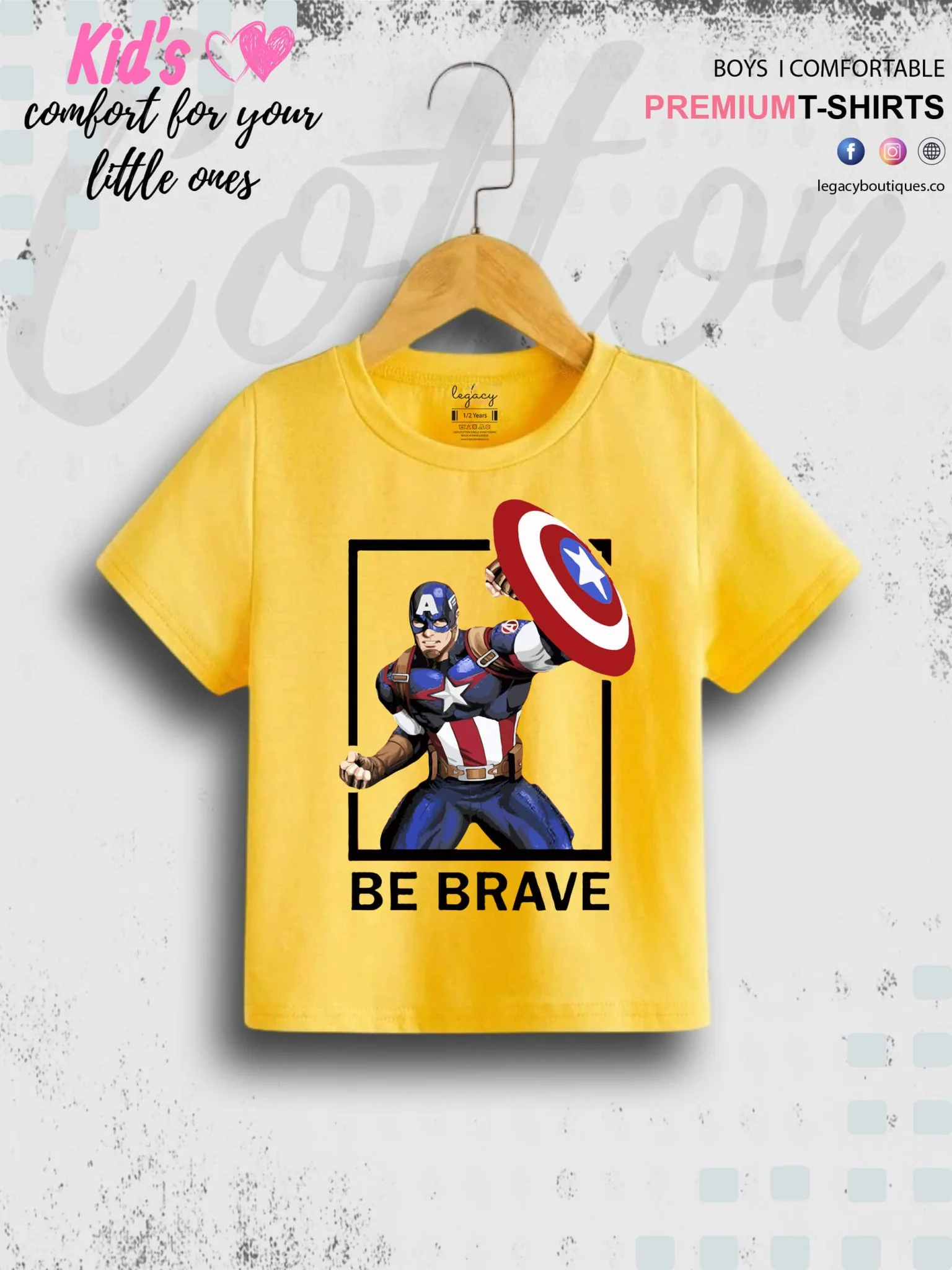Captain America Be Brave 1 To 11 Year Kids Boys T-Shirt In Lowest Price Only In BD - Image 4