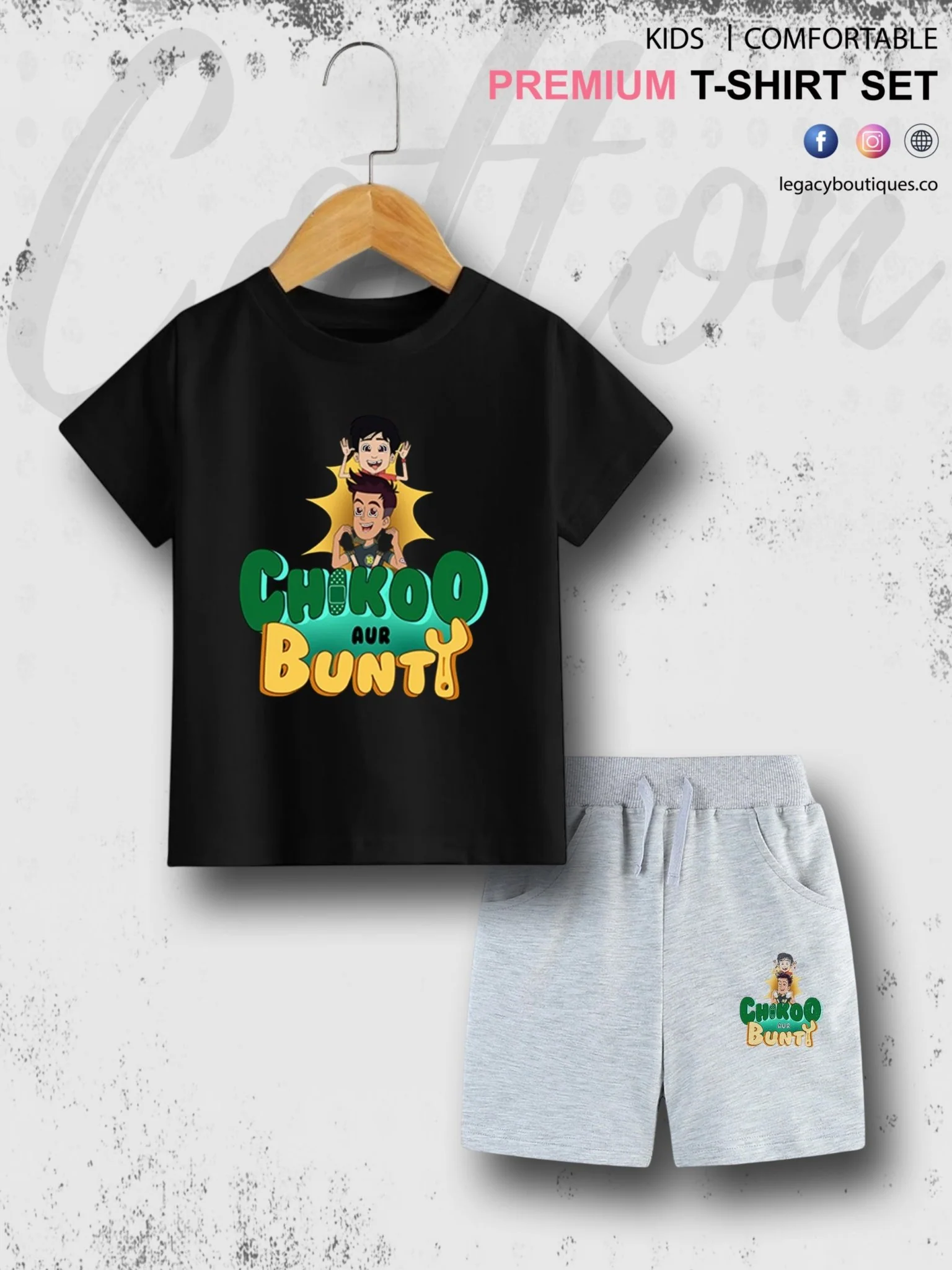 Chikoo Aur Bunty Printed 6 Month To 6 Year Kids T-shirt Set