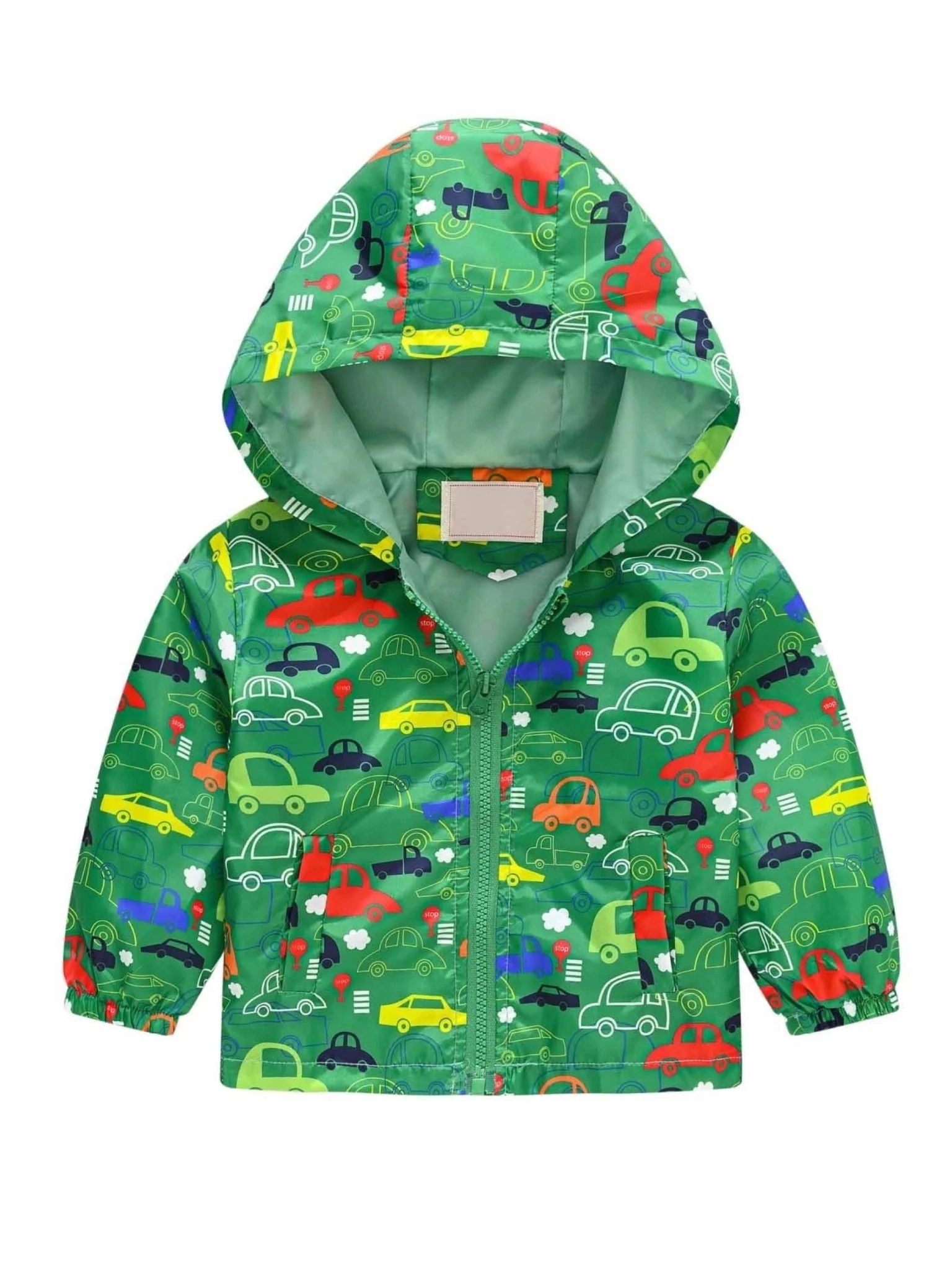 childrens zipper hooded jacket Traffic Print