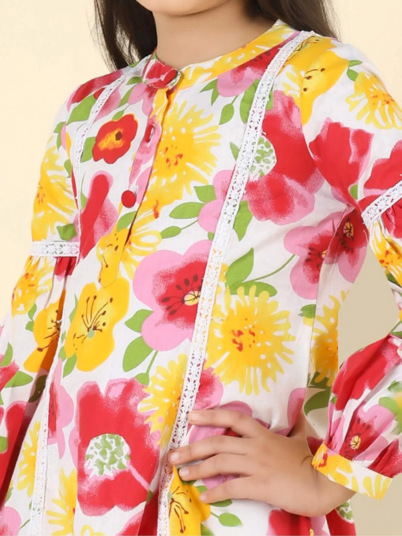 Chromatic Cloud Abstract Print Kaftan Tunic - Girls Pastel Polka Dot Dress - Image 2