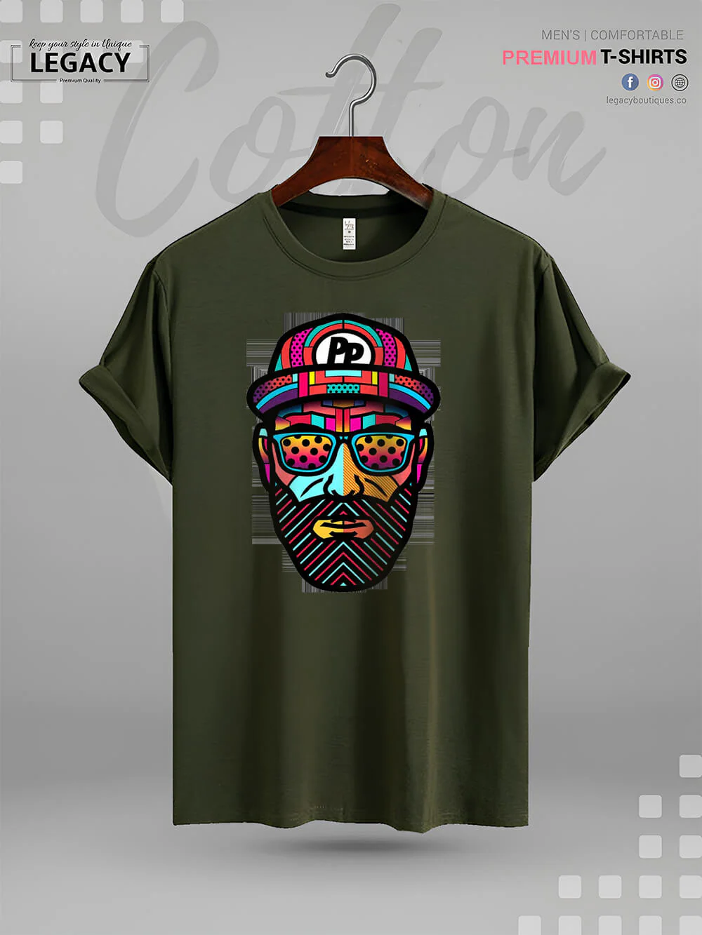 Cool Man Face Logo Printed Premium Quality Mens Tshirt In Lowest Price - Image 3