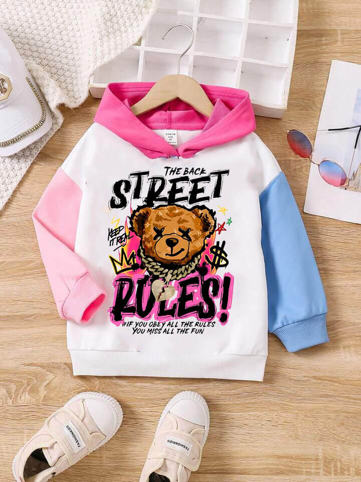 Cool Teddy Bear Printed Casual Hoodie For Baby Boys And Girls in Dhaka