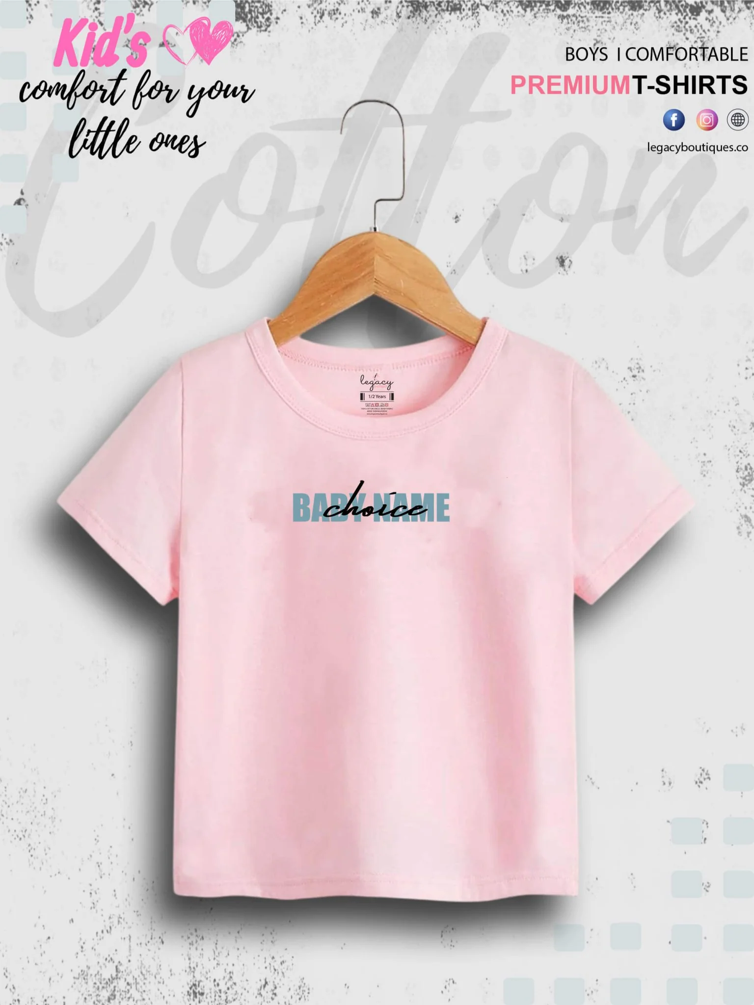 Custom baby name cotton kids t-Shirt 1 To 11 Years - Image 3