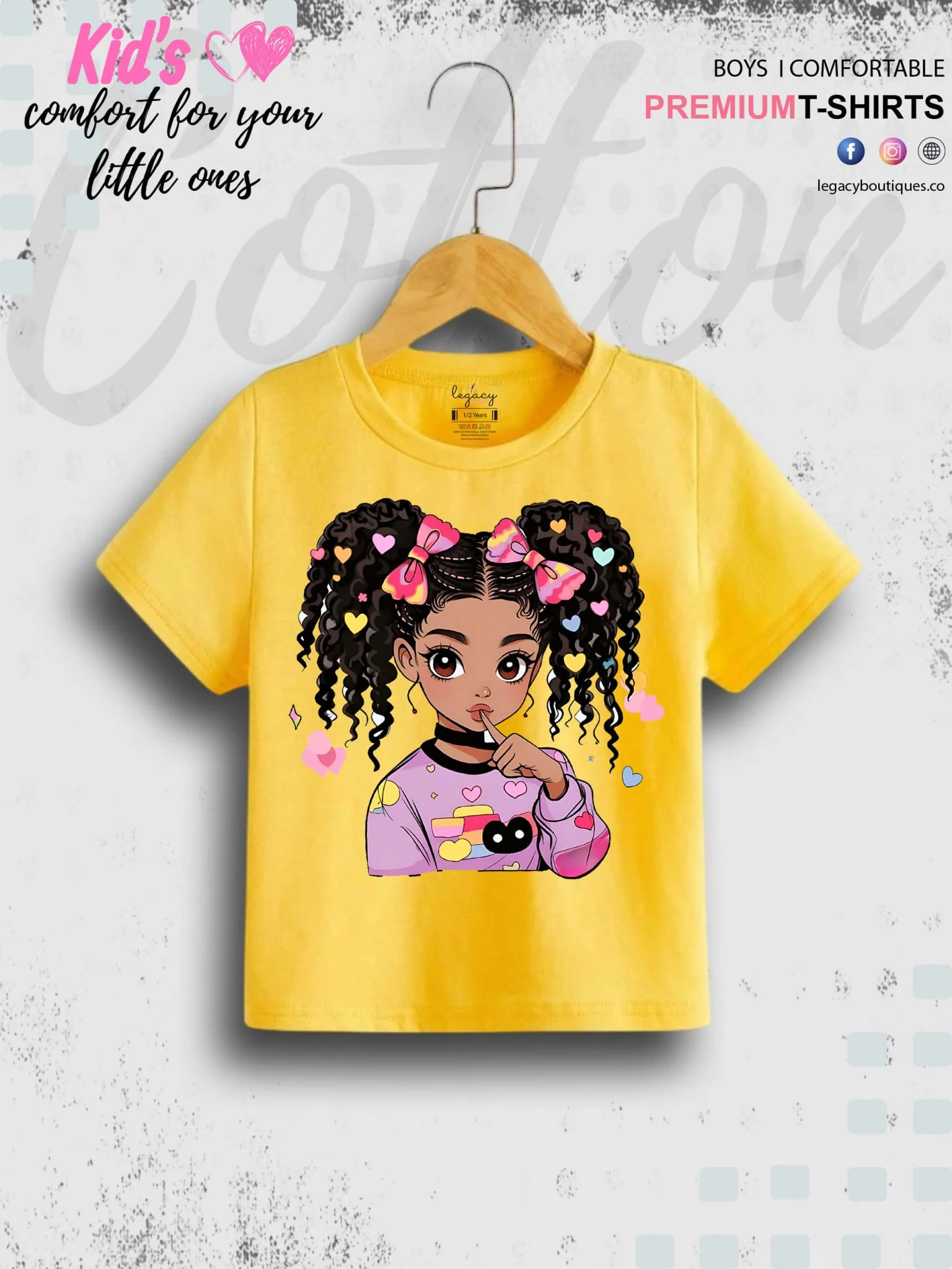 Cute Ponytail Girl Printed 1 To 11 Year Girls Summer Time T-Shirt In Lowest Price Only In BD