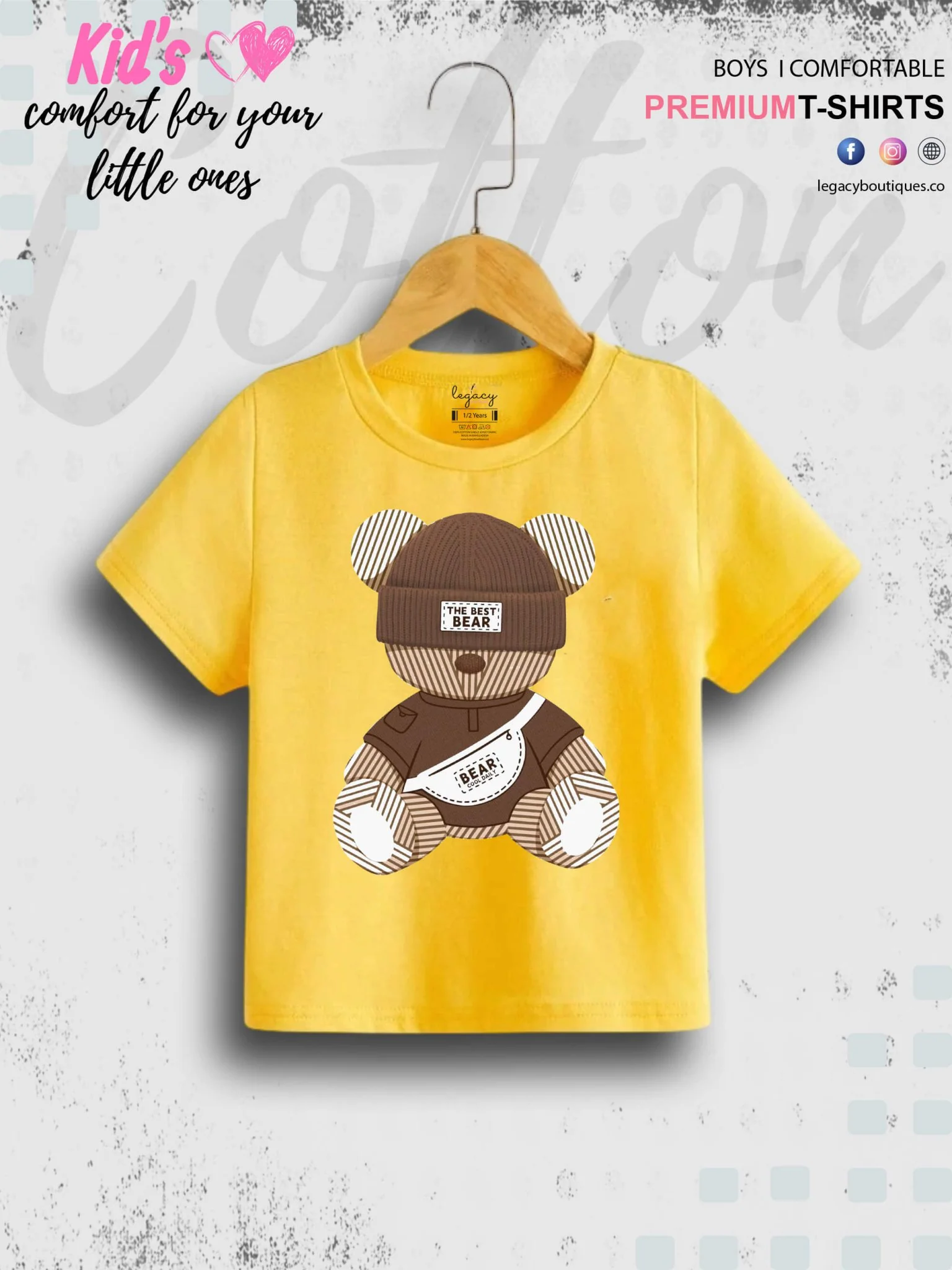 Cute Teddy Bear Printed 1 To 11 Year Baby Boys Summer Time T-Shirt In Lowest Price Only In BD - Image 7