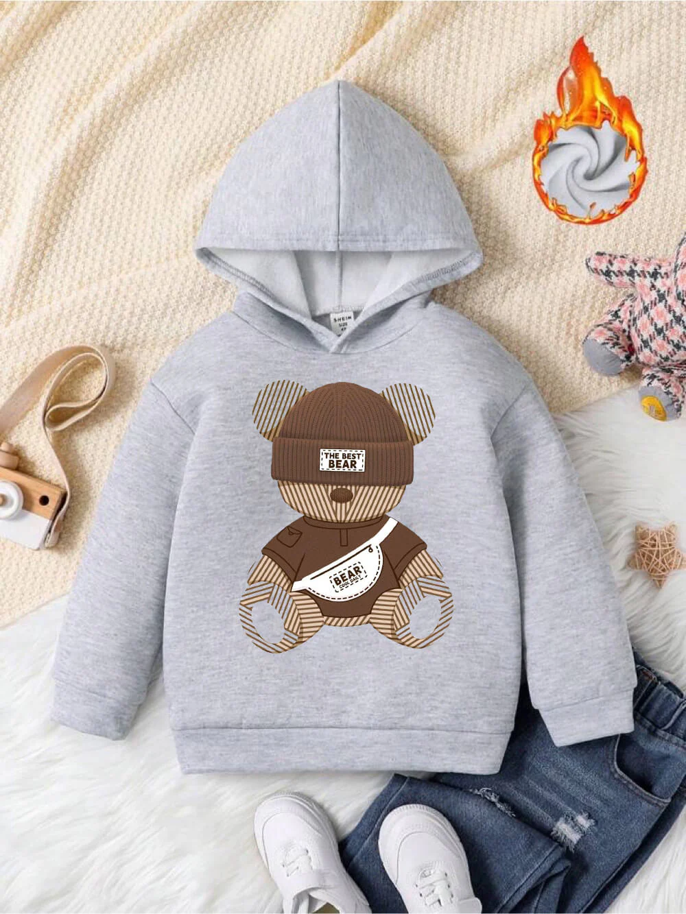 Cute Teddy Bear Printed Cotton Casual Hoodie Legacy Boutiques Dhaka - Image 2