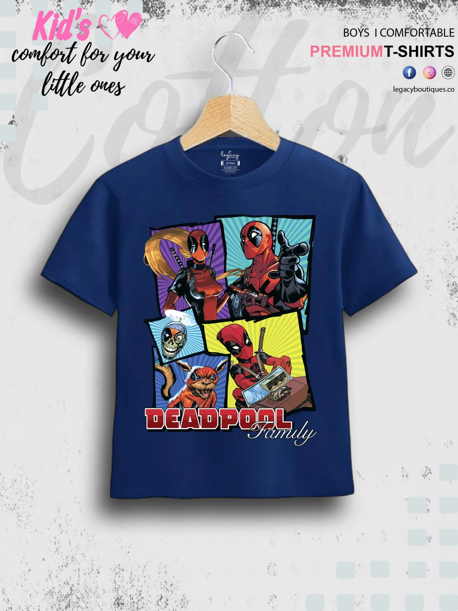Deadpool Family Cartoon Printed 1 To 11 Year Kids Favorite Cotton T-Shirt In Cheapest Price Only In Dhaka - Image 4