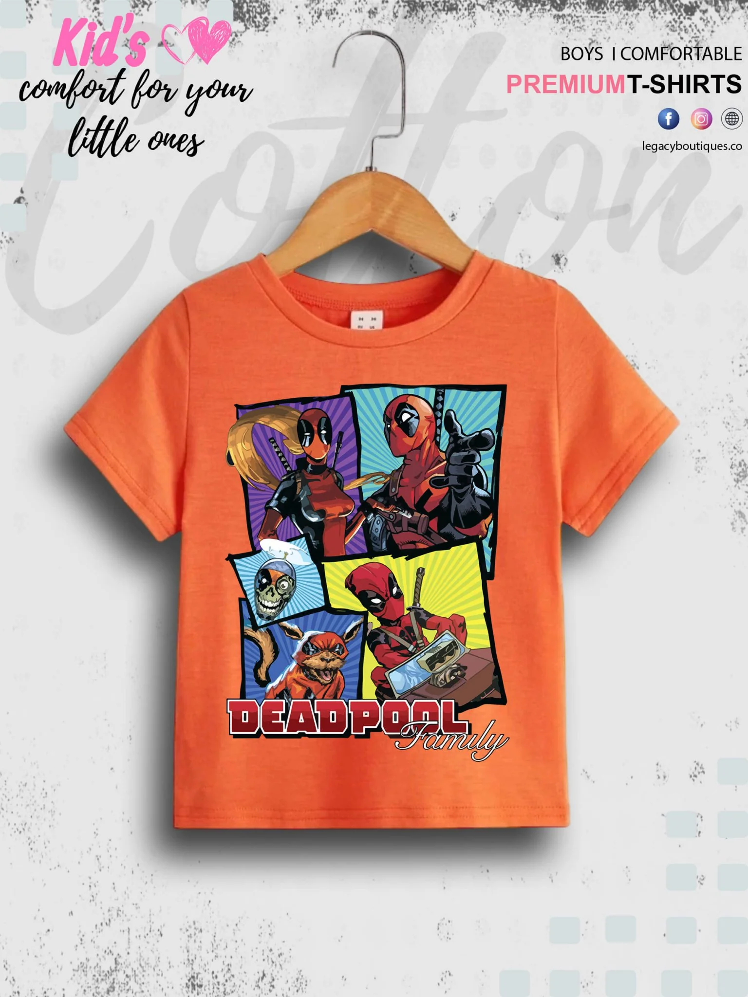 Deadpool Family Cartoon Printed 1 To 11 Year Kids Favorite Cotton T-Shirt In Cheapest Price Only In Dhaka - Image 5